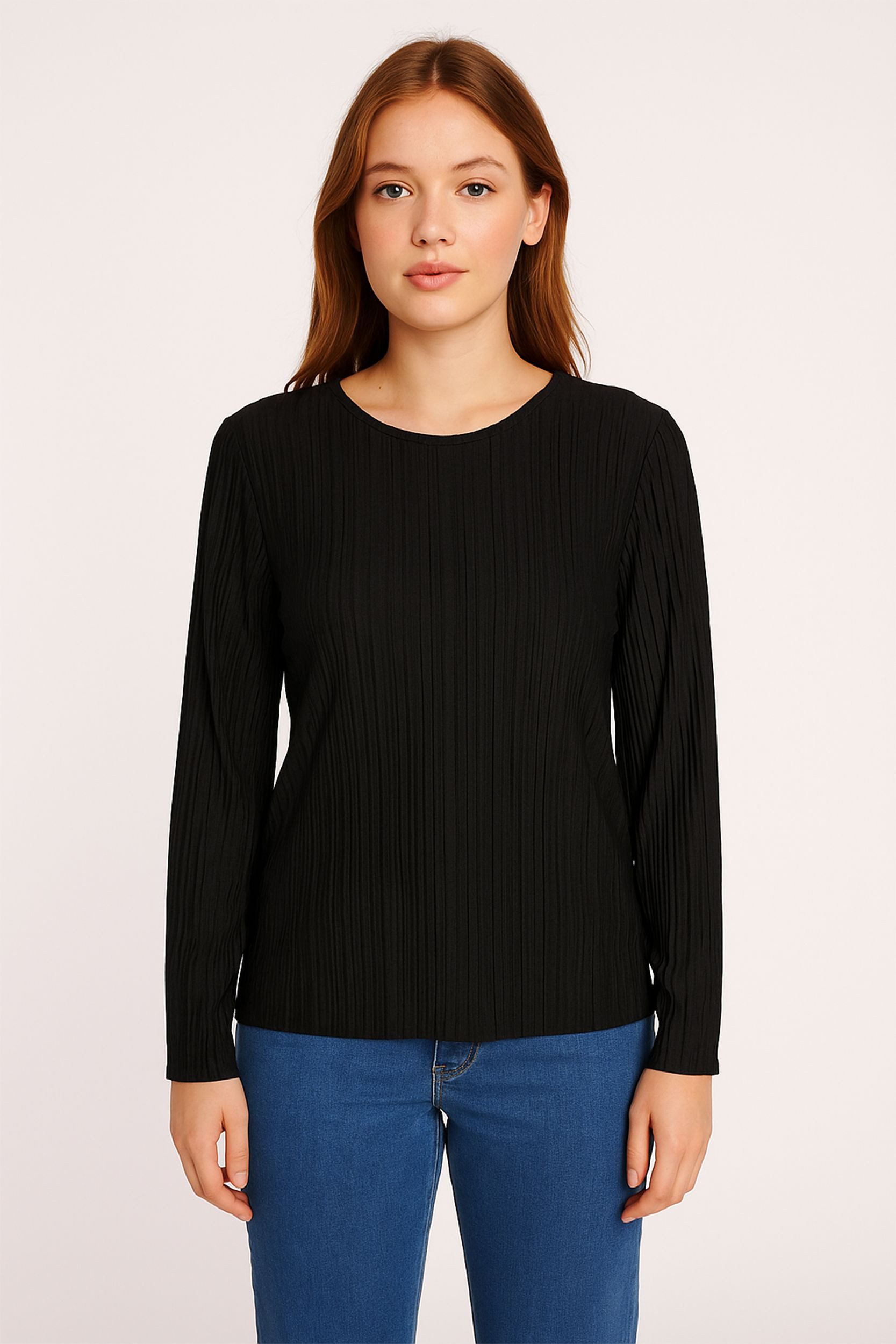 HaILY’S T-Shirt Feine Struktur und klassischer Rundhalsausschnitt (1-tlg) L günstig online kaufen