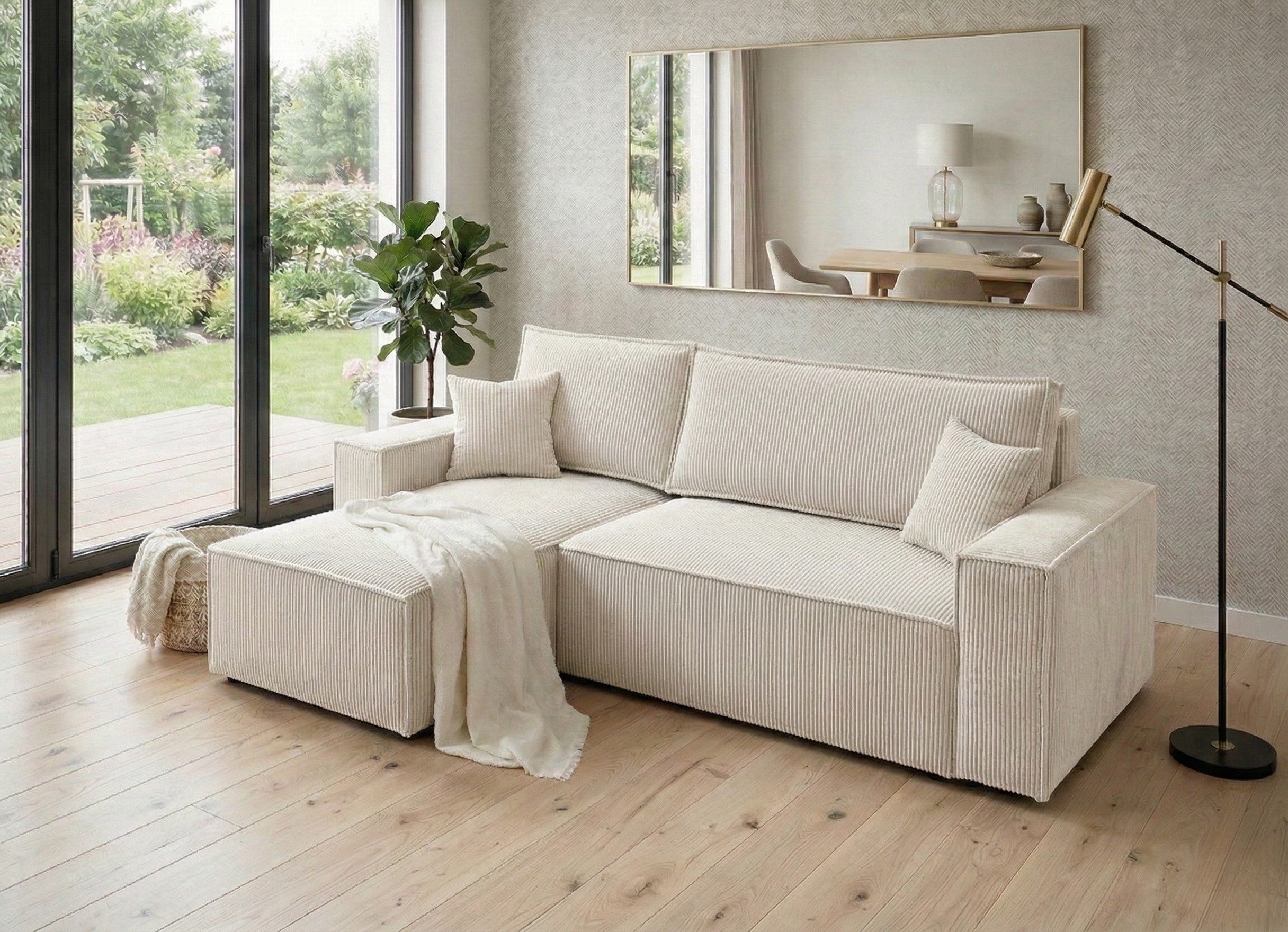 B&B Home Big-Sofa Sofa Monte mit Schlaffunktion L-Form mit Bettkasten, L-Form Couch rechts oder links