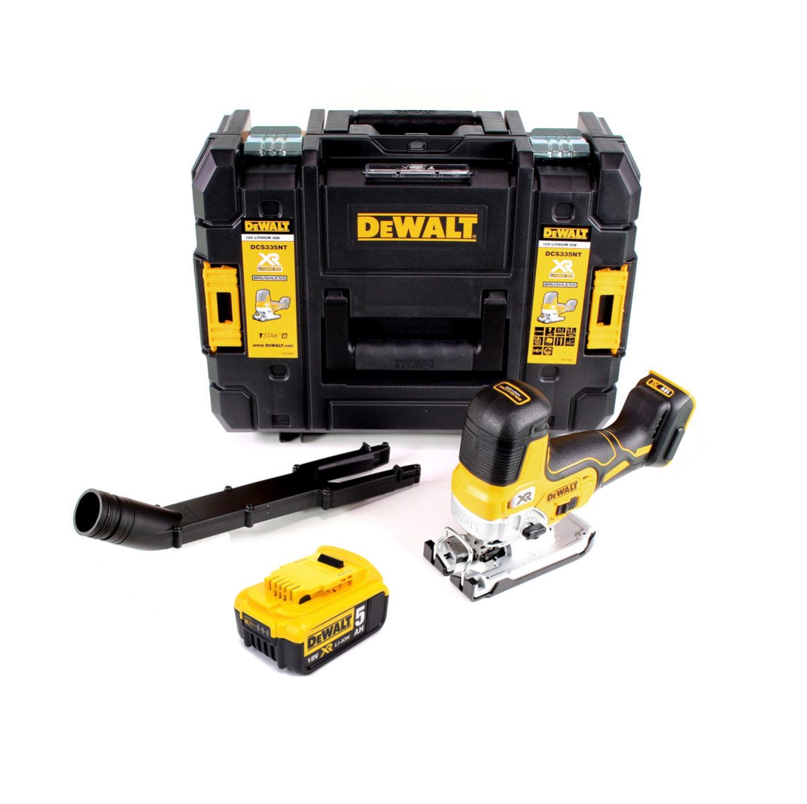 DeWalt Kompakt-Handkreissäge DCS 335 NT Akku Stichsäge 18V + 1x Akku 5,0 Ah in TSTAK - ohne Ladege