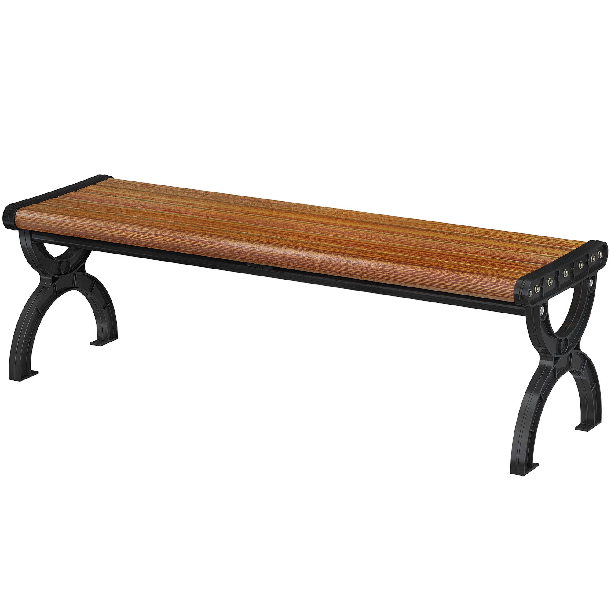 Outsunny Gartenbank Outdoor Sitzbank mit Lamelldesign, Holzoptik (Balkonbank, 1-St., Parkbank), für Garten Park 124x39x39cm Braun