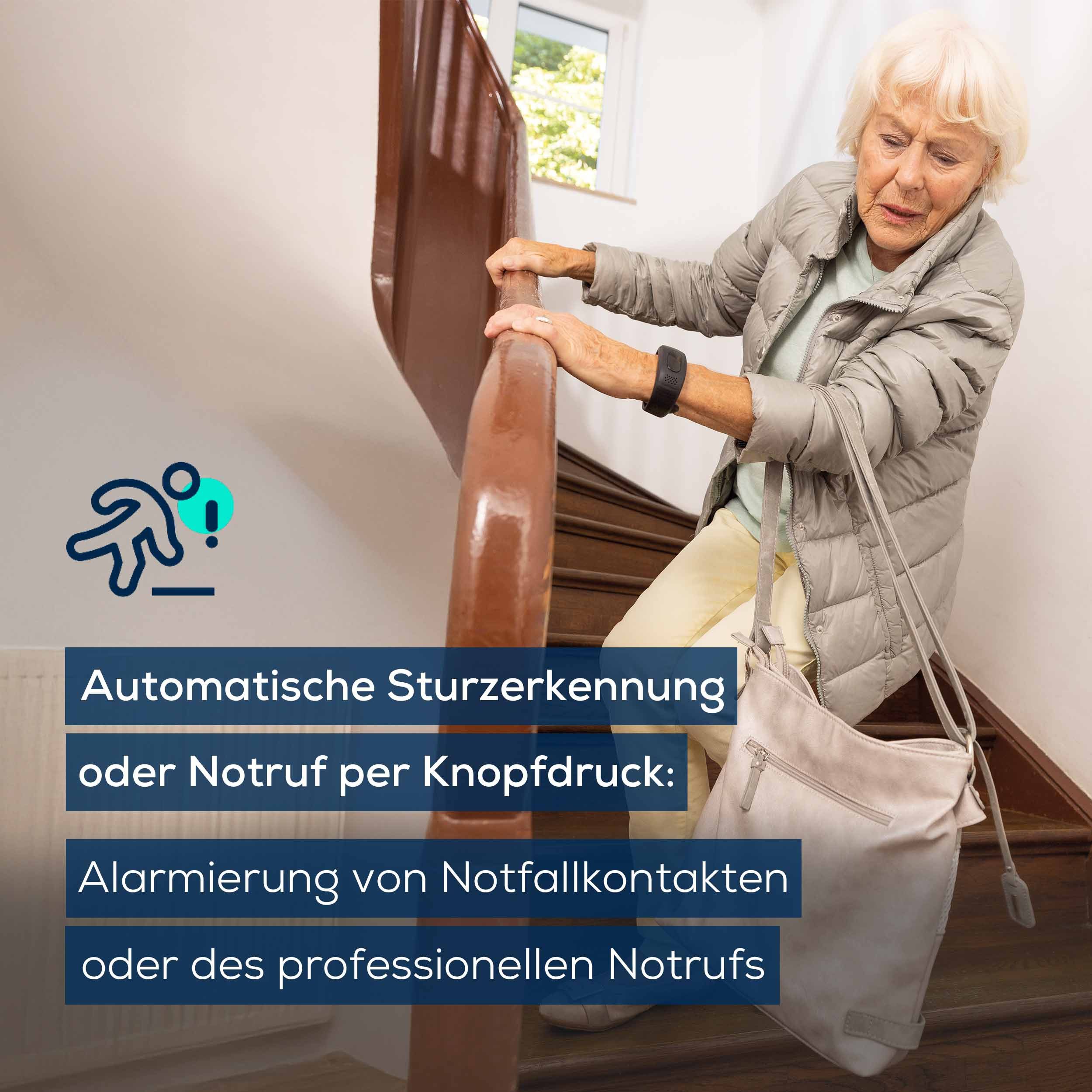 BEURER Gardia Notrufarmband mit Sturzerkennung und 24h Notrufservice mit Abo Seniorenhandy (Notrufsystem aus Armband & App Zuhause & unterwegs mit ABO Ihrer Wahl)