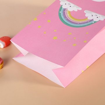 FIDDY Geschenkpapier 12 Stück Regenbogen-Bonbontüten, Regenbogenparty, Geschenktüten rosa Party-Bonbontüten, geeignet für Mädchen