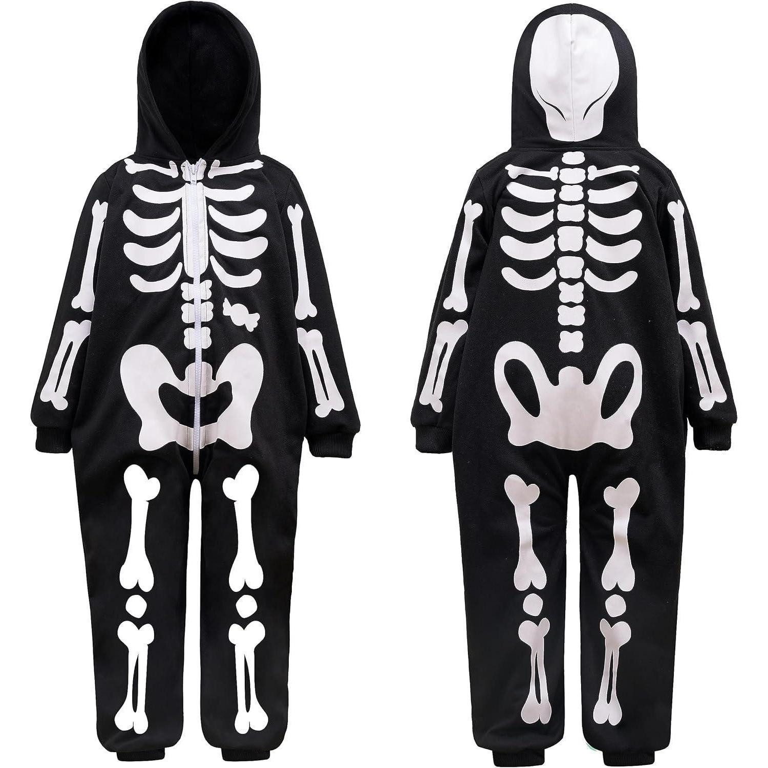 LuxusKollektion Kostüm Skelett Jumpsuit Pyjama für Babys Schwarz Kapuze Cosplay Halloween