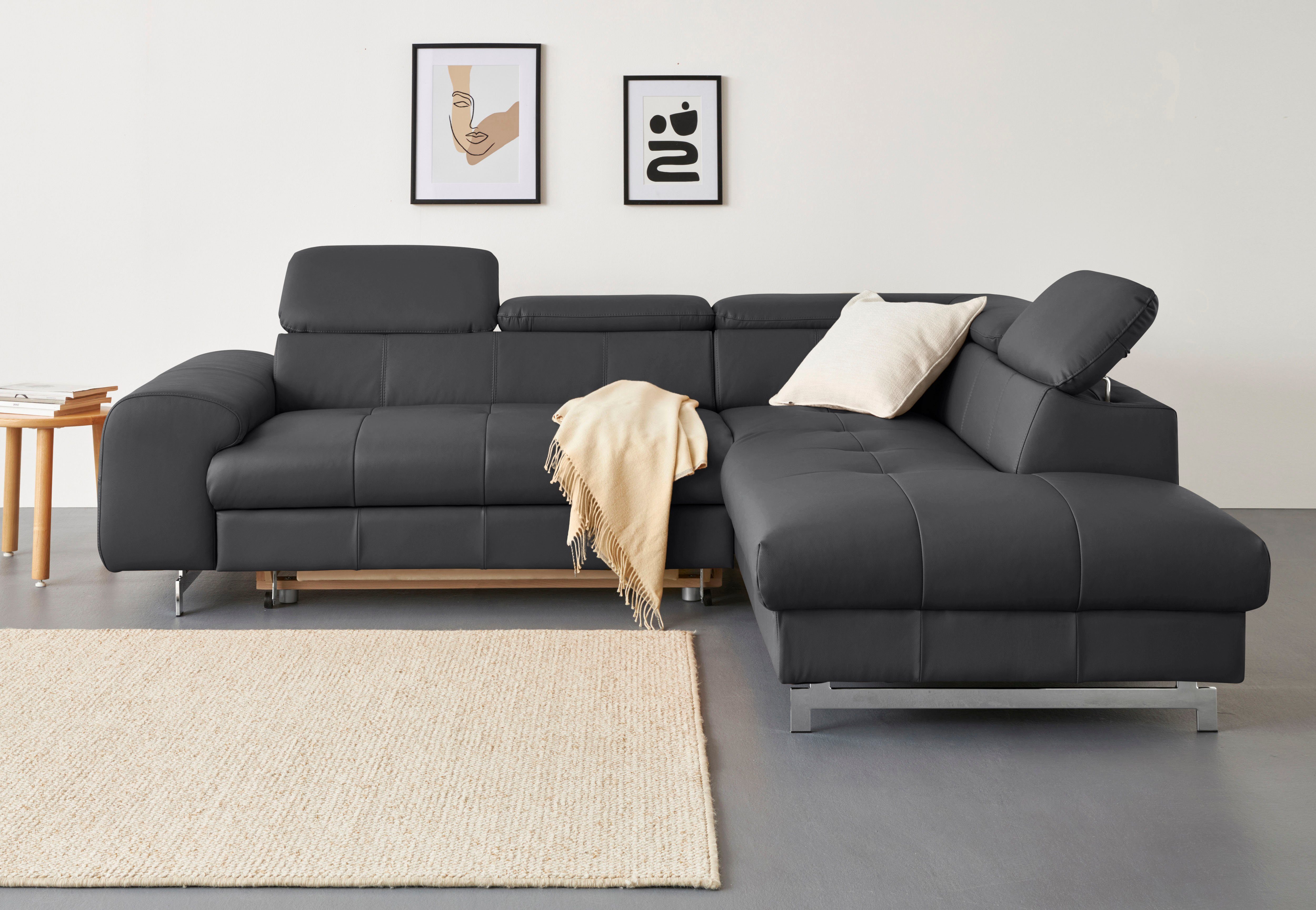 COTTA Ecksofa "Chef L-Form", mit Kopfteilverstellung, edle Metallkufen, wah günstig online kaufen