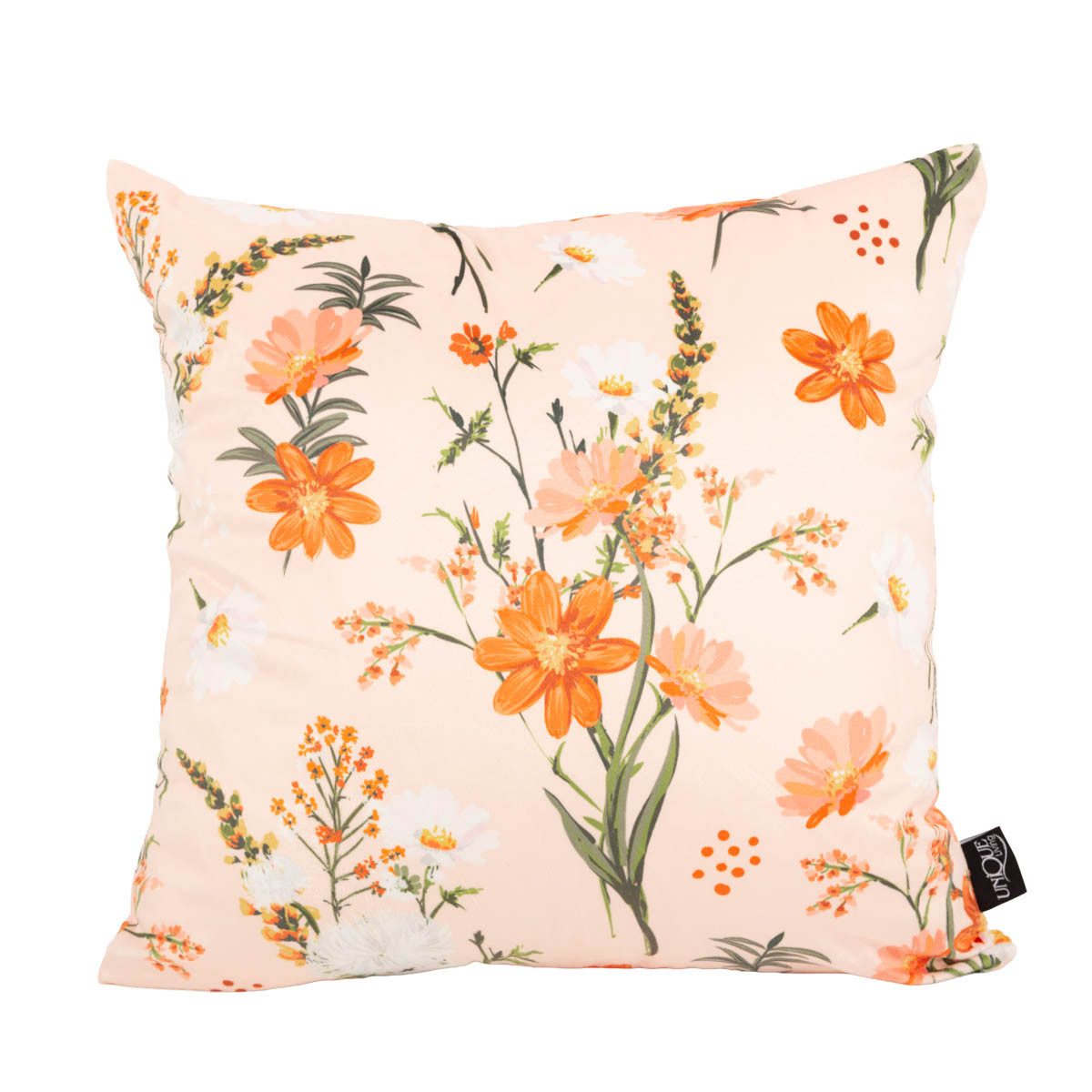 SCHÖNER LEBEN. Dekokissen Samtkissenhülle Blumen apricot orange 45x45 cm, pflegeleicht