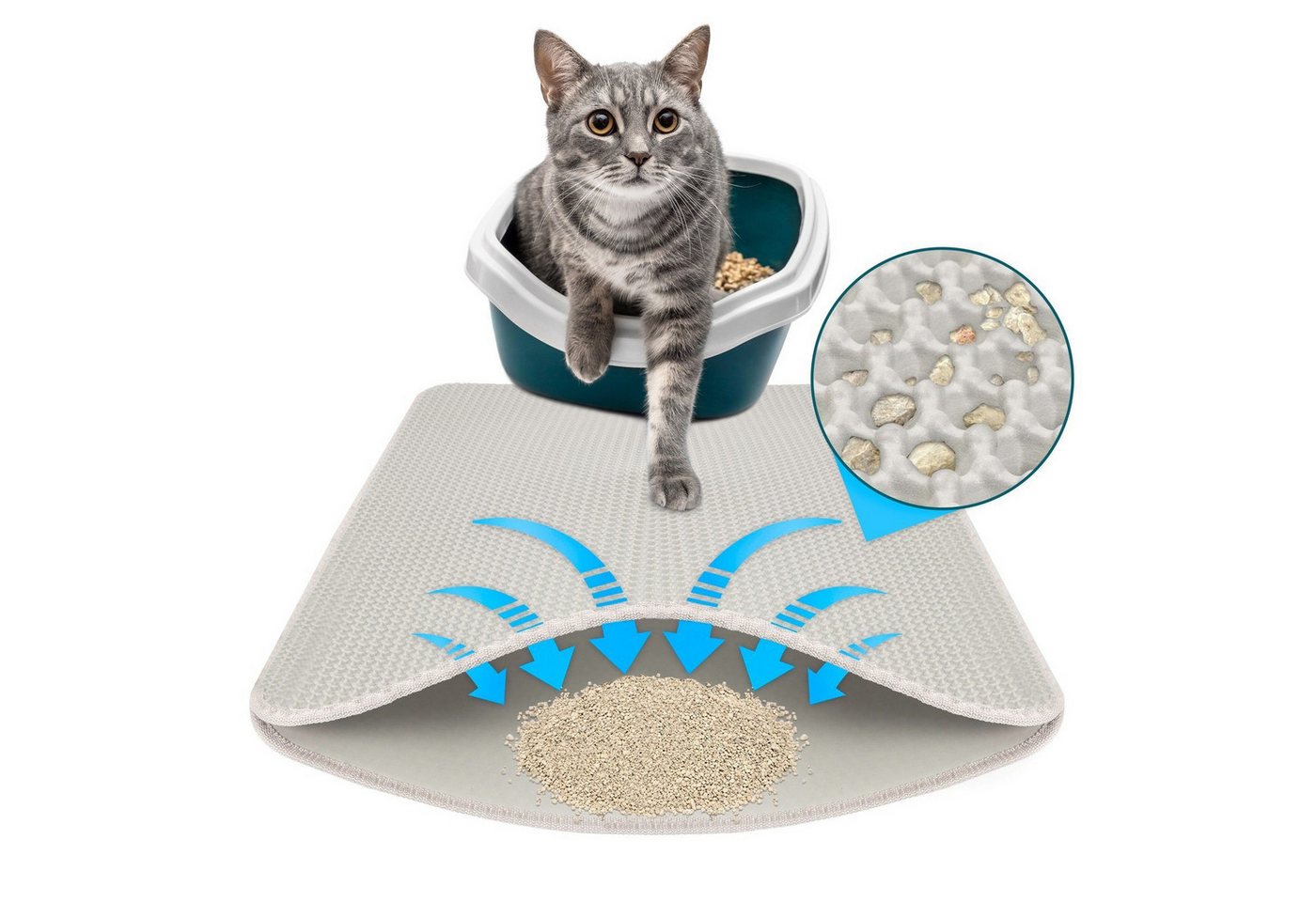 Thumbnail - Kubus Katzentoilette Katzenstreumatte Kira, Doppelschichtiges Waben-Design, Verschiedene Farben