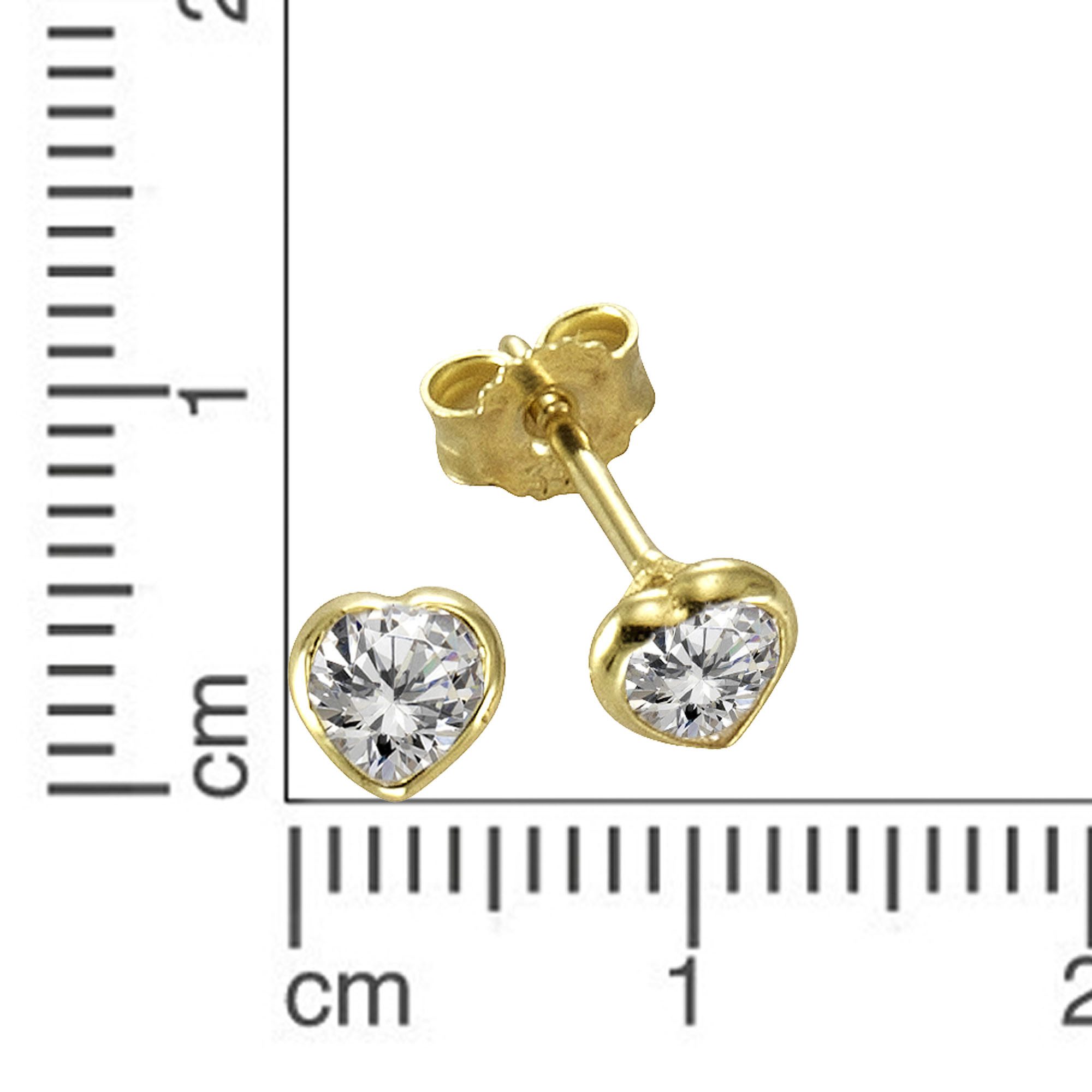 Firetti Paar Ohrstecker Schmuck Geschenk Gold 333 Ohrschmuck Ohrringe Herz, mit Zirkonia (synth) – Bild 2 von 2