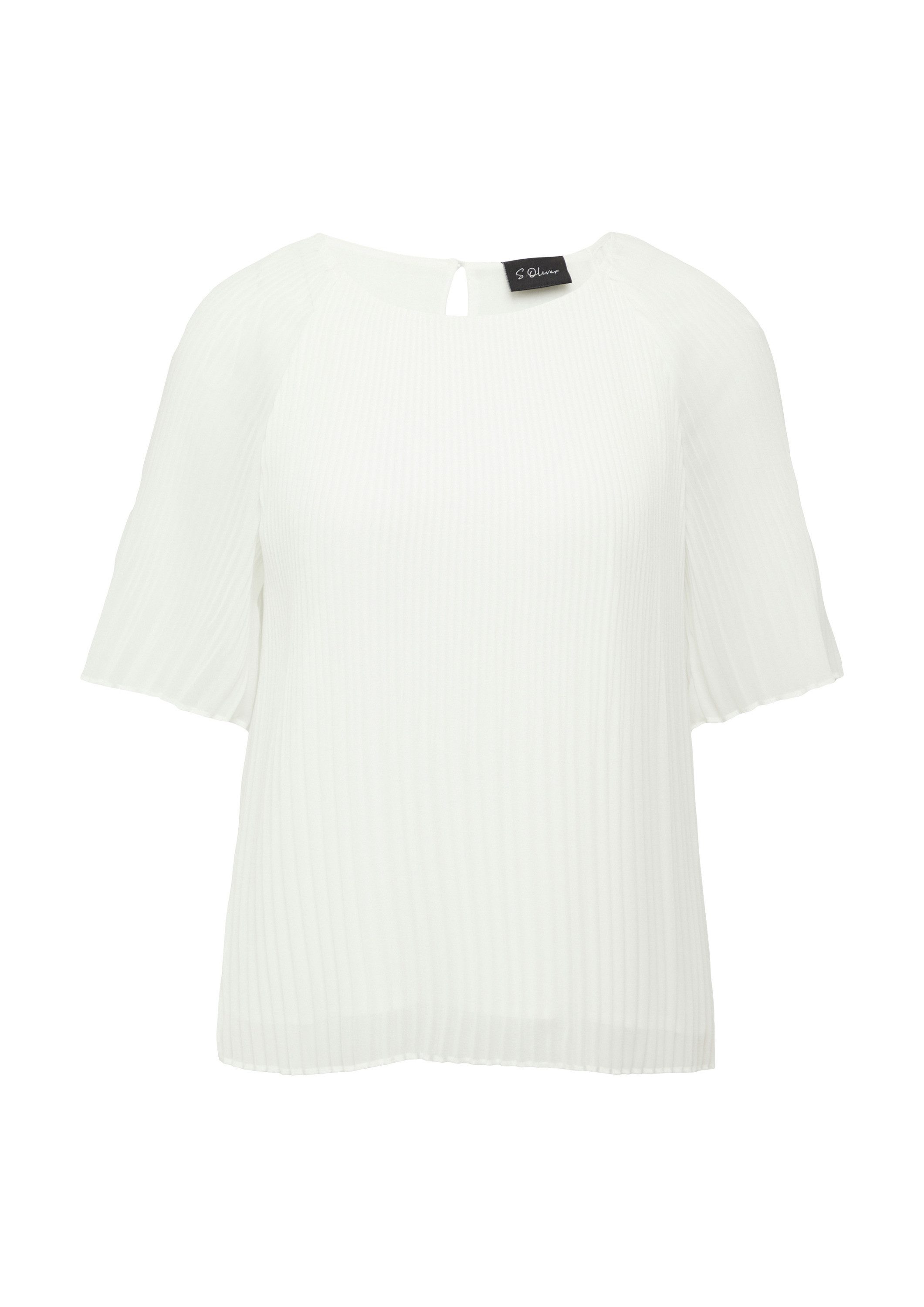 s.Oliver Kurzarmbluse Bluse Plissierte Chiffonbluse mit kurzen Ragalanärmel günstig online kaufen