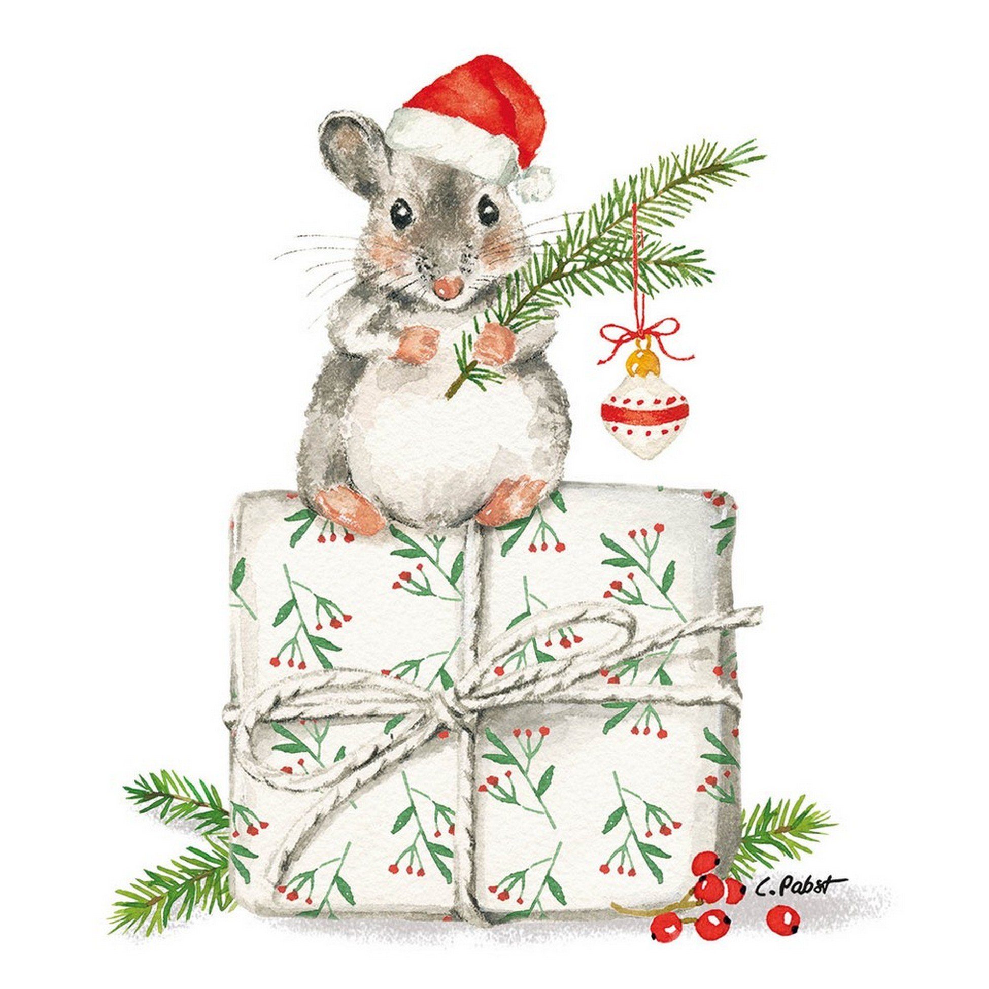 PPD Papierserviette 20 Servietten Christmas Fridolin 33x33cm, (20 St)