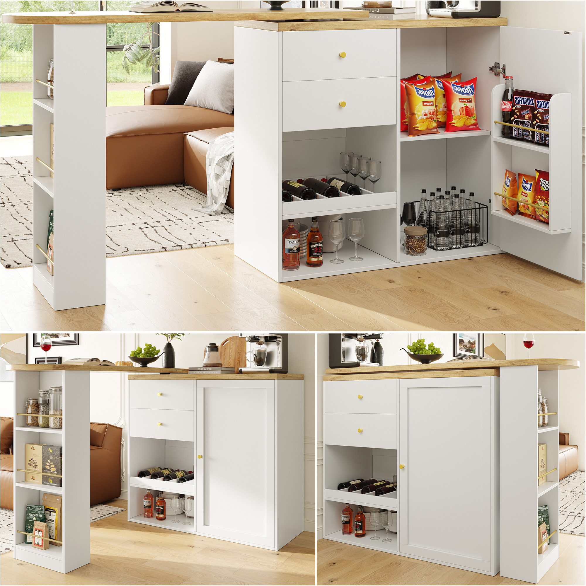 KLAM HOME Bartisch Essbar ausziehbar 360° günstig online kaufen