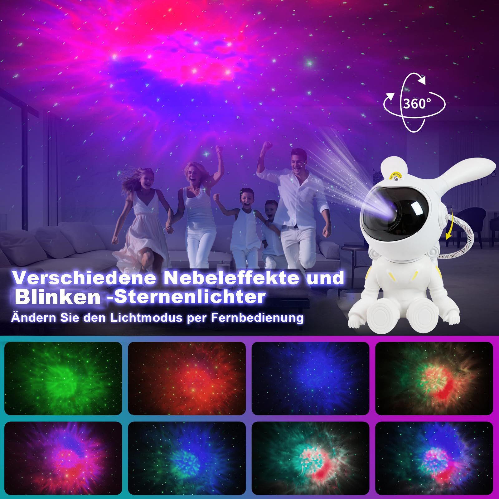 Rosnek LED Nachtlicht Astronaut Sternenhimmel Projektor Dimmbar RGB, Galaxy günstig online kaufen