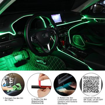 zggzerg LED Stripe LED-Innenbeleuchtung Auto, 4 LED Streifen mit APP und Fernbedienung