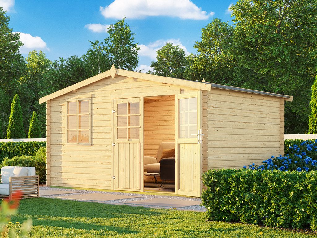 LASITA MAJA Gartenhaus Lasita Gartenhaus 28 mm, BxT: 413x301 cm, Holz-Gartenhaus mit Fußboden, ideal als Gerätehaus & Schuppen
