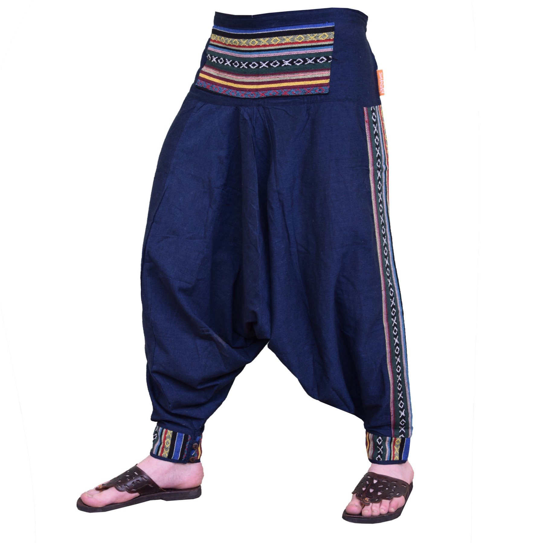 mit Ethno Web-Einsätzen SIMANDRA "Rishikesh" Haremshose bunten Haremhose Boho-Stil Luftige