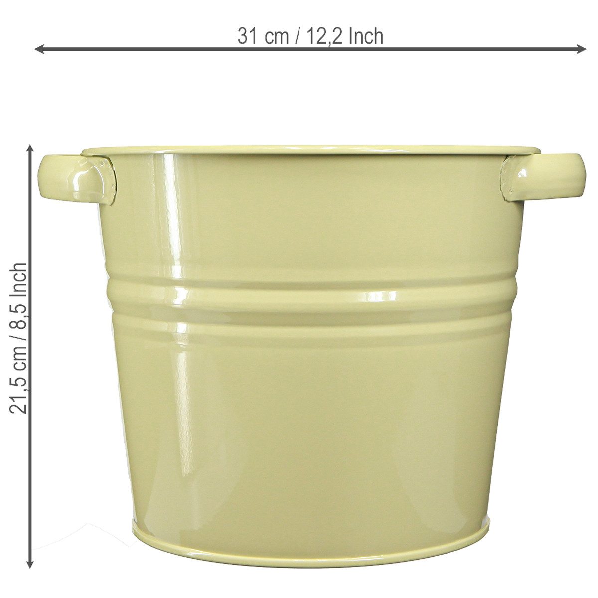 Viana Übertopf Deko Topf Metall Grüngelb Pflanzkübel Blumenkübel 31x26x21,5cm