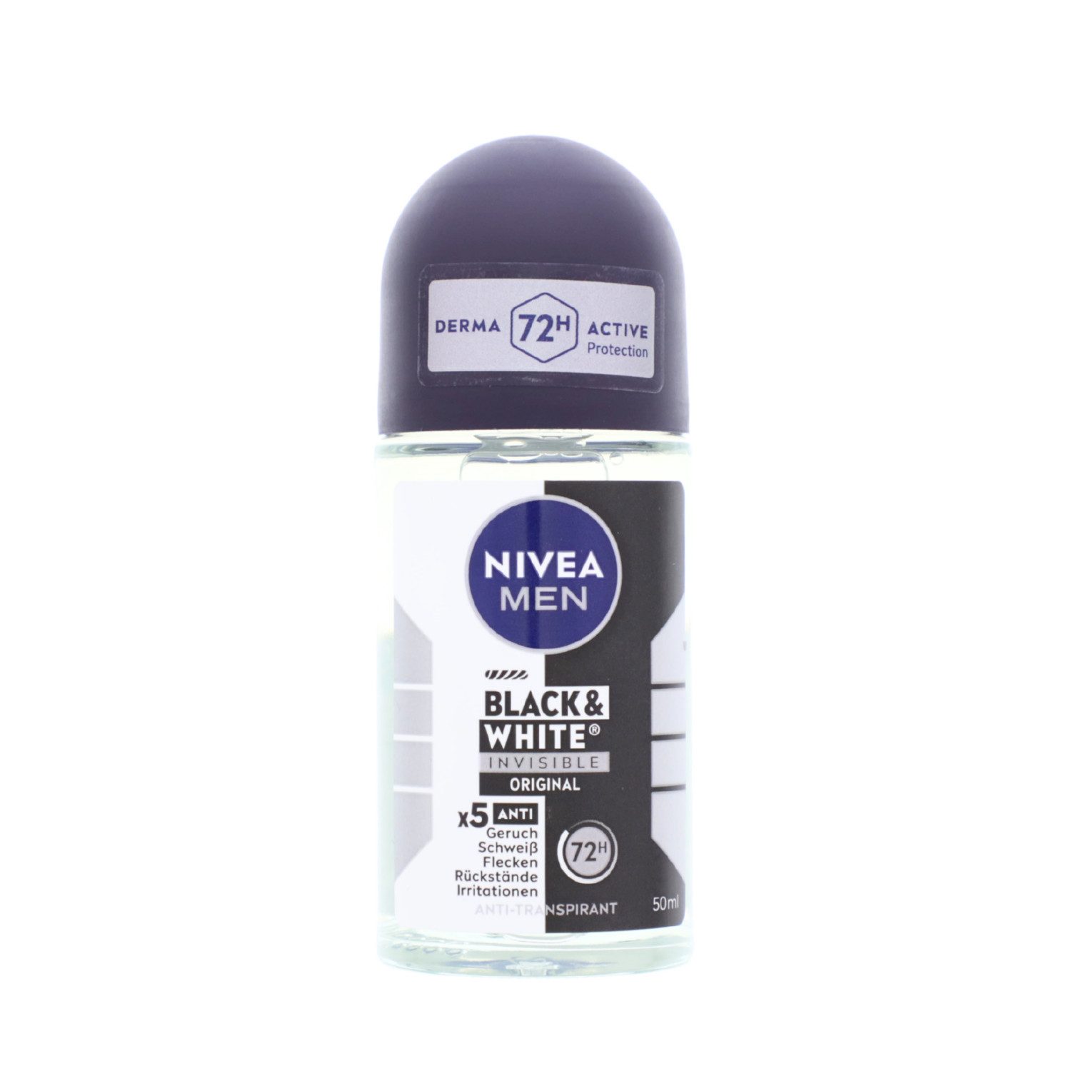 Nivea Deo-Roller 5 x NIVEA MEN Black & White Invisible Original Deo Roll On je 50ml 72H