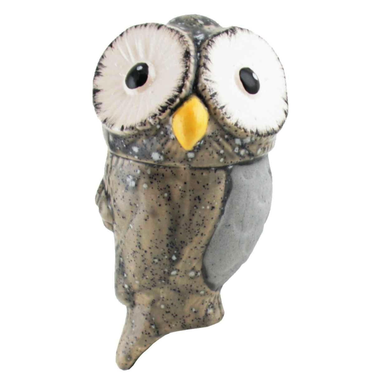 Tangoo Gartenfigur Tangoo Keramik-Kauz hell-grau mit schwarzen Akzenten ca 16cm H, (Stück)