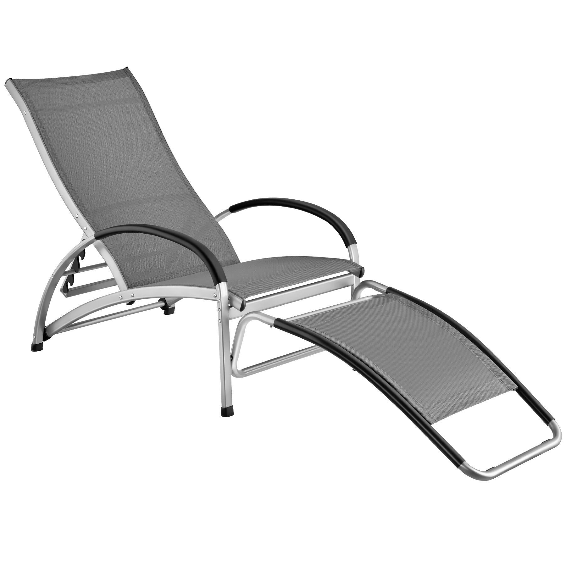 tectake Gartenliege Sonnenliege, 2 in 1 Funktion, verstellbare Rückenlehne, wetterfest, Multifunktionsliege Avignon, 1 St., in anthrazit, wasserabweisend, luftdurchlässig, rutschfest, Belastbarkeit 120 kg