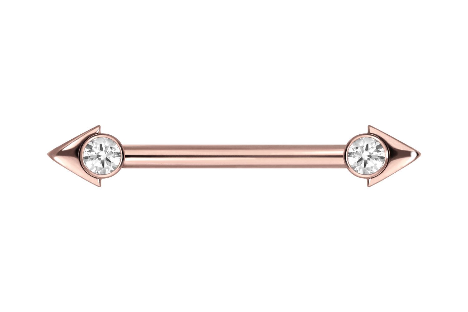 PIERCINGLINE Brustwarzenpiercing Titan Nippelpiercing mit Innengewinde PFEILSPITZE + KRISTALL (Barbells, 1-tlg), Brust-, Nippel-Piercing, Titan