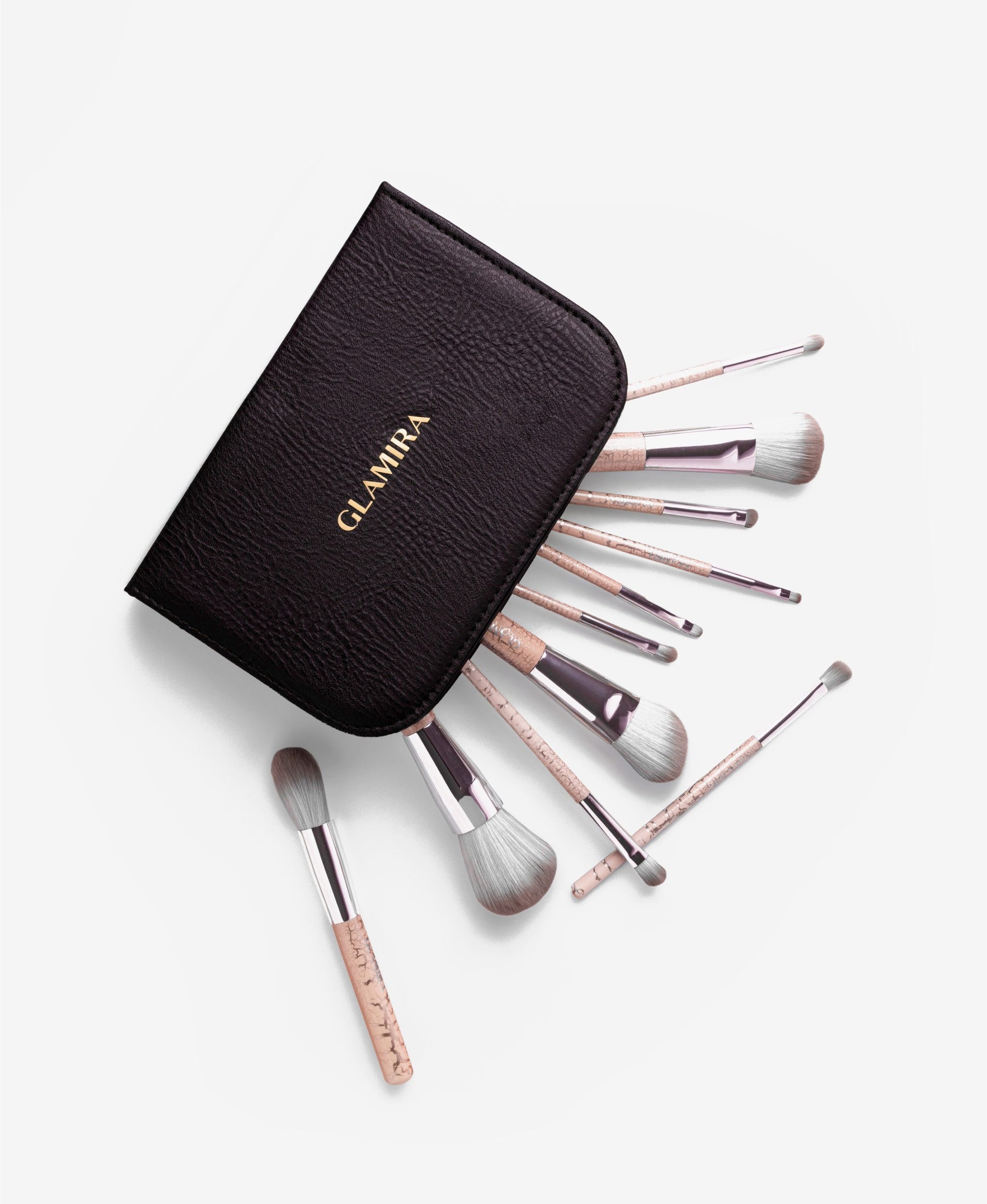 GLAMIRA Kosmetikpinsel-Set Helles Beige Make-up-Pinselset, 11 tlg.