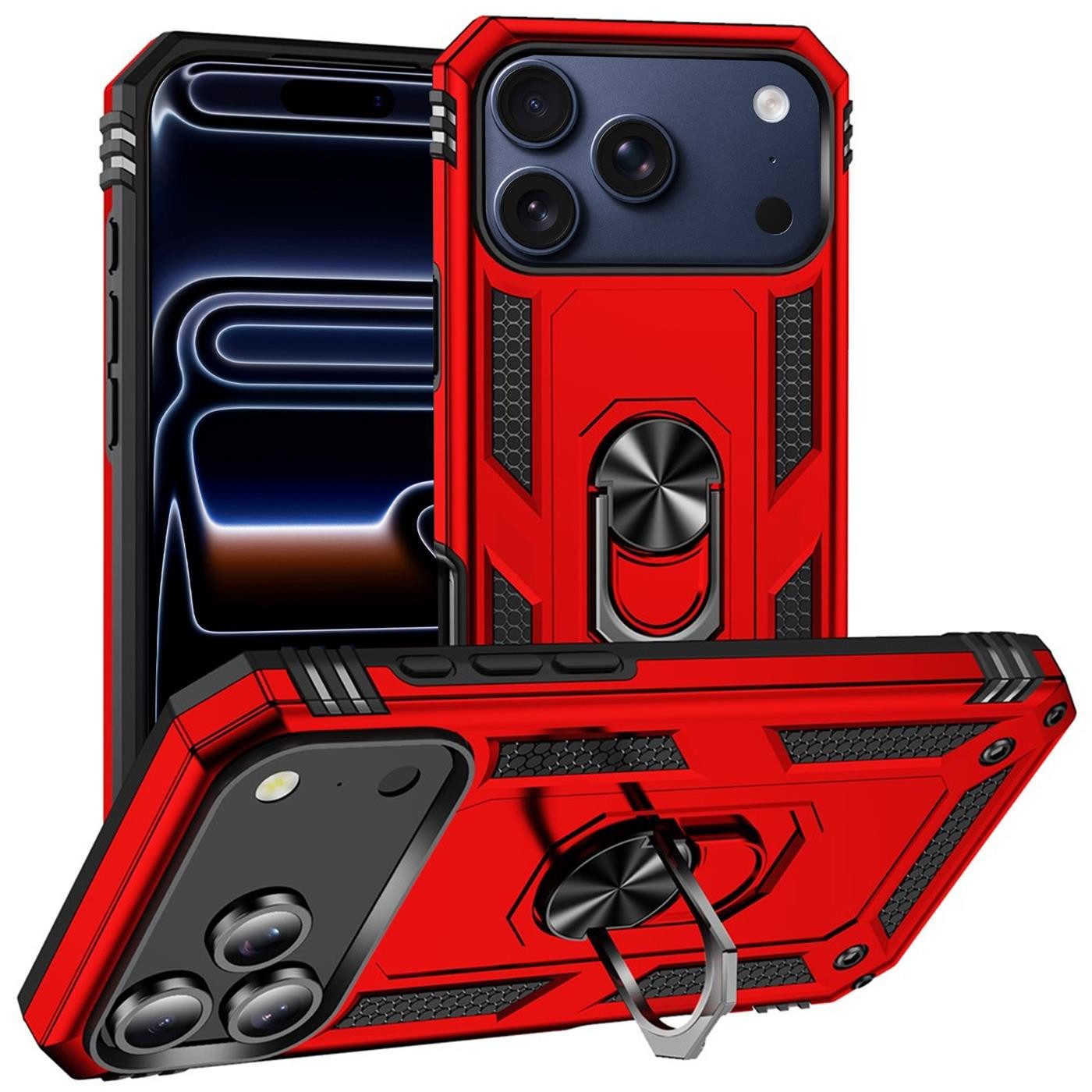CoolGadget Handyhülle Armor Shield Case für Apple iPhone 17 Pro Max 6,9 Zoll, Outdoor mit Magnet Ringhalterung Handy Hülle für iPhone 17 Pro Max