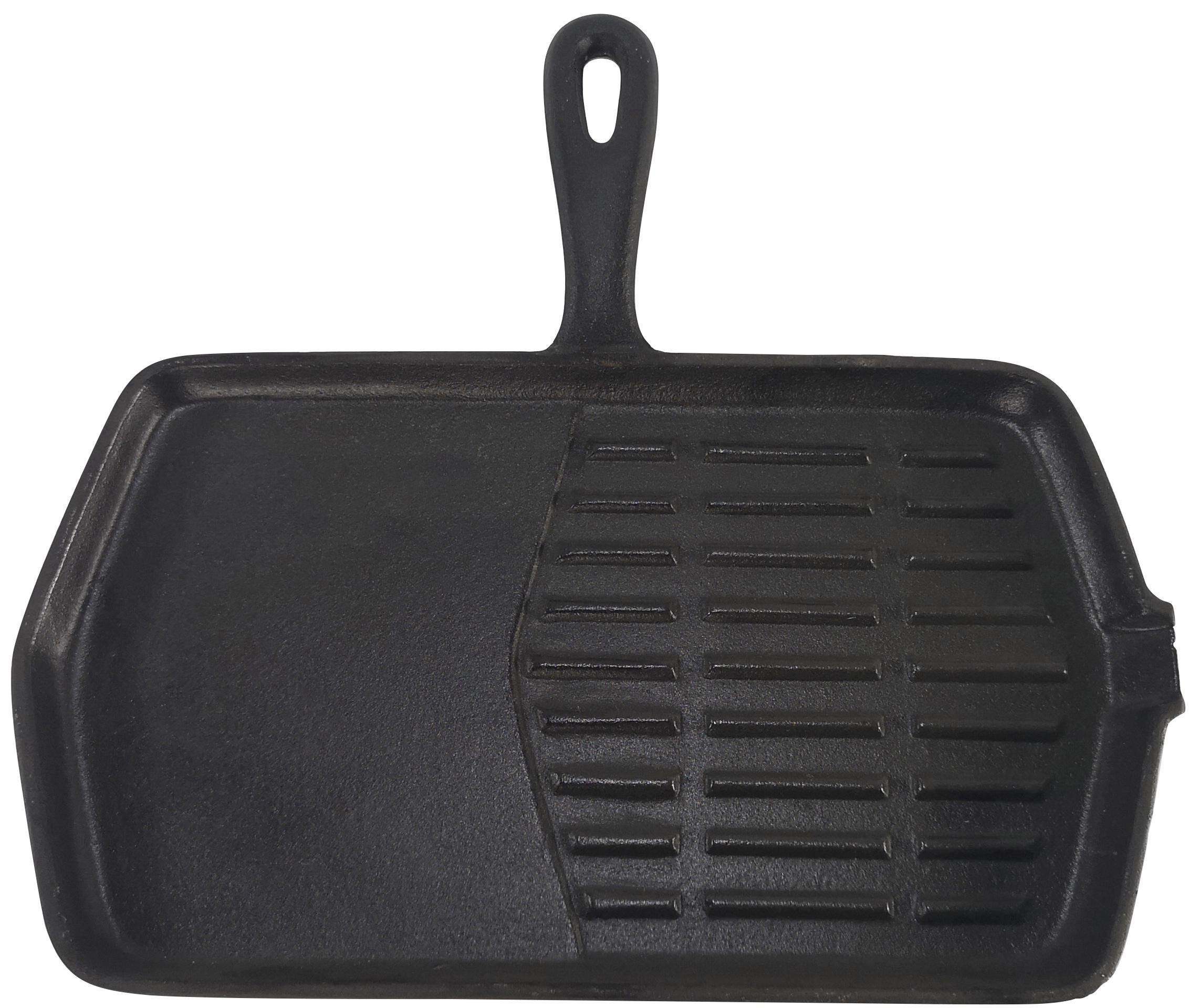 ECHTWERK Grillpfanne, Gusseisen (1-tlg), Steakpfanne mit Grillstreifen, Emaille-Beschichtung, 34 x 30,5 cm