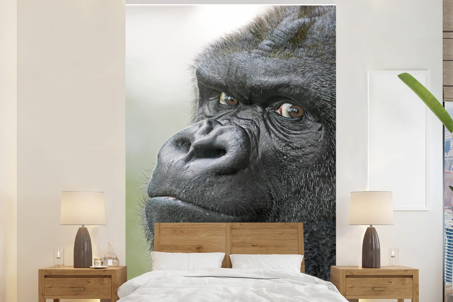 MuchoWow Fototapete Ein erstaunlicher Gorilla, Matt, bedruckt, (3 St), Montagefertig Vinyl Tapete für Wohnzimmer, Wandtapete