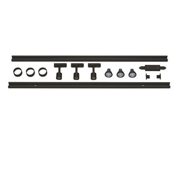 SLV Stromschienensystem 1-Phasen Schienensystem Aufbauschiene, Starter-Set, 3 Spots, schwarz, 200 cm, Schienensystem