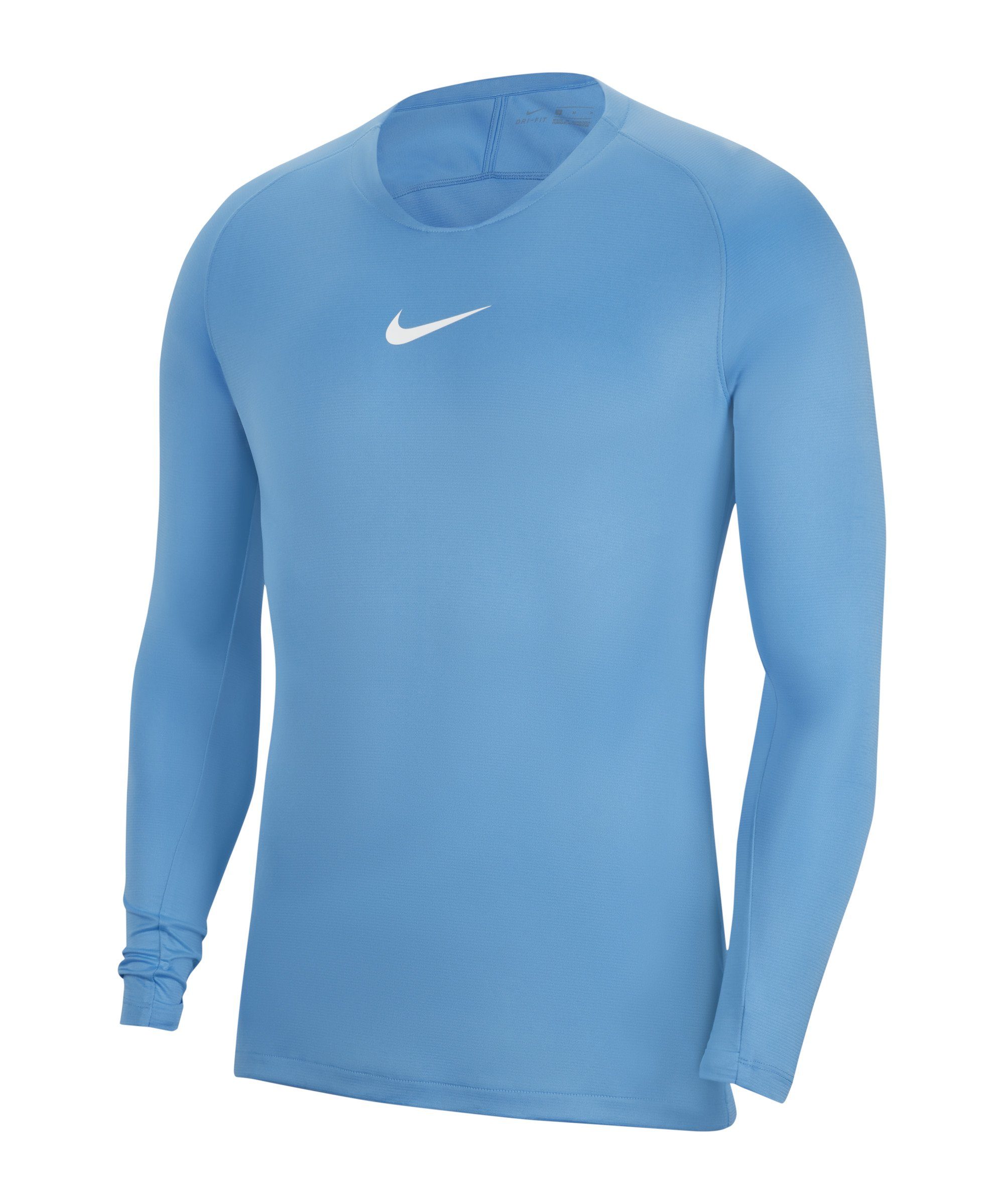 Layer Langarmshirt blau Daumenöffnung First Park Funktionsshirt Nike