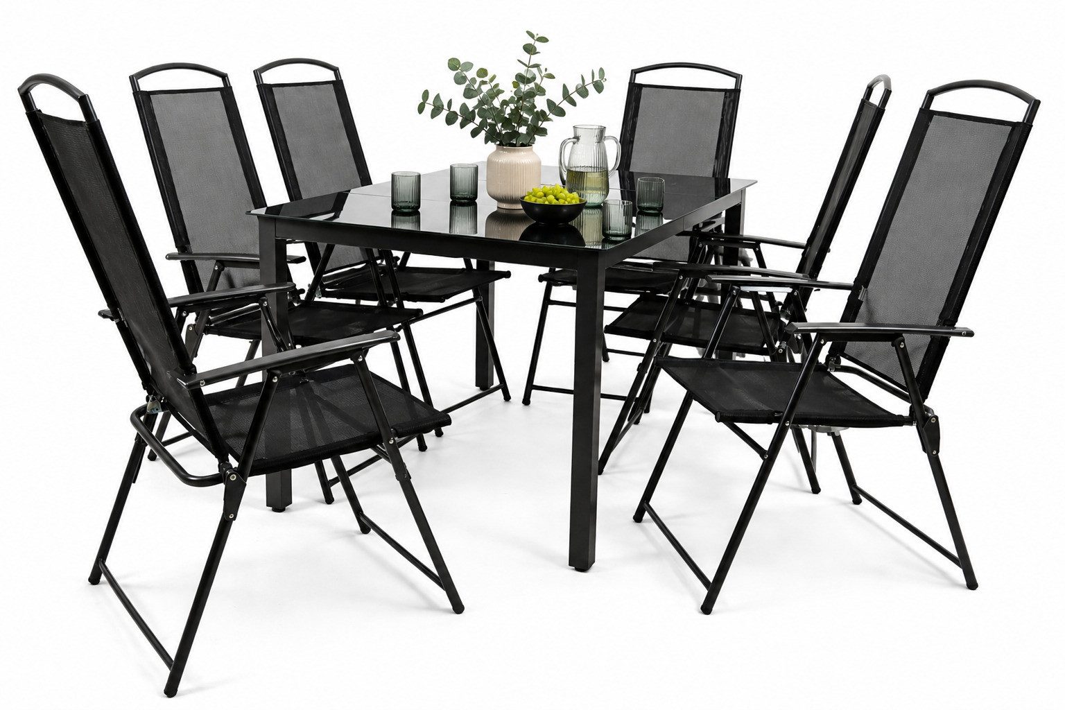 VCM Garten-Essgruppe Garlos 140S 7er Set B. 140 x T. 80 x H. 105 cm, (Set, 7-tlg., 1x Tisch 6x Stuhl)