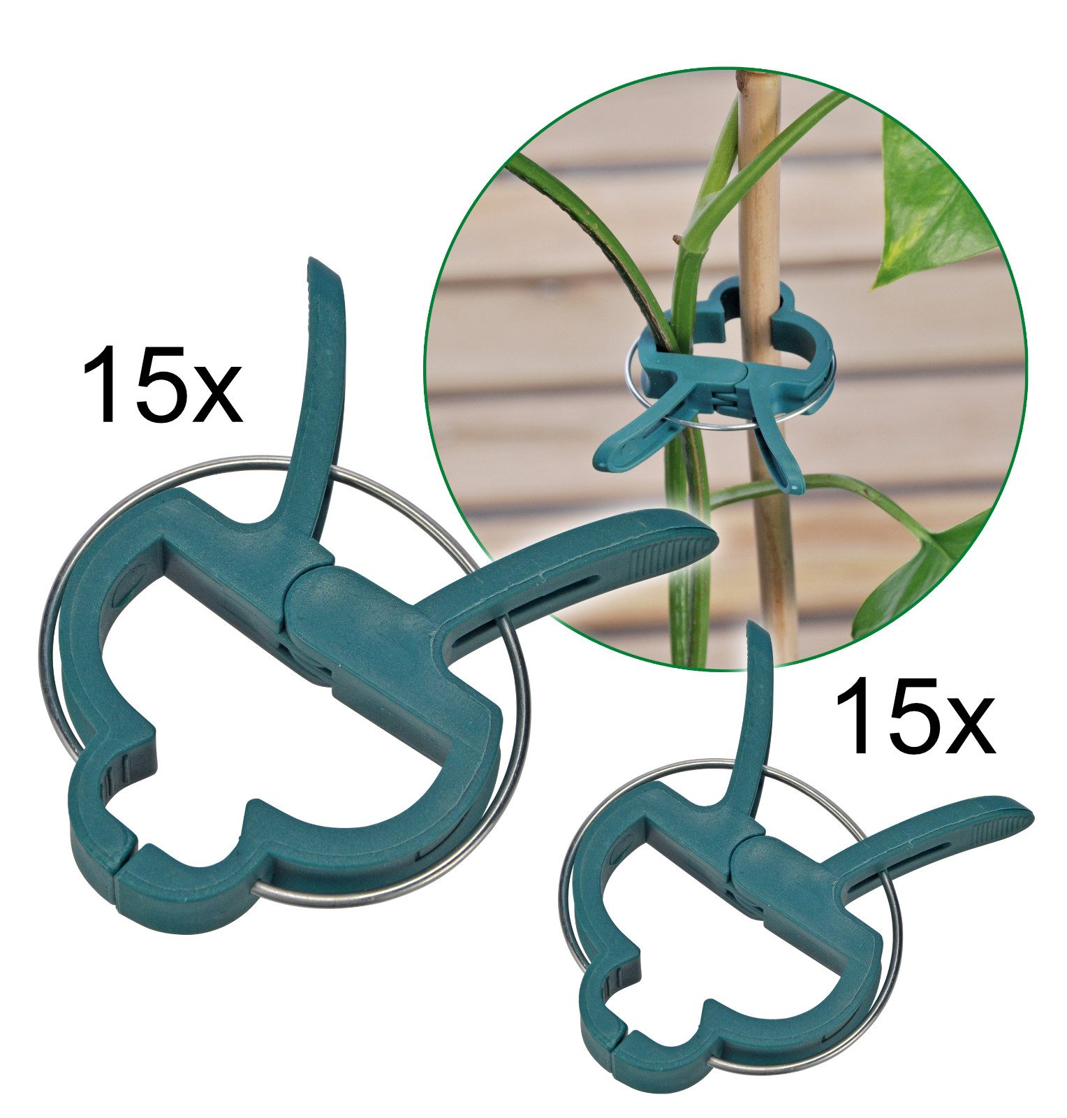 Haushalt International Rankhilfe Pflanzenclips Pflanzenklammer 2 Größen 30tlg Set, 30 St., Packung, 15x 6,5cm, Metallfeder, 15x 4cm, Pflanzhilfe