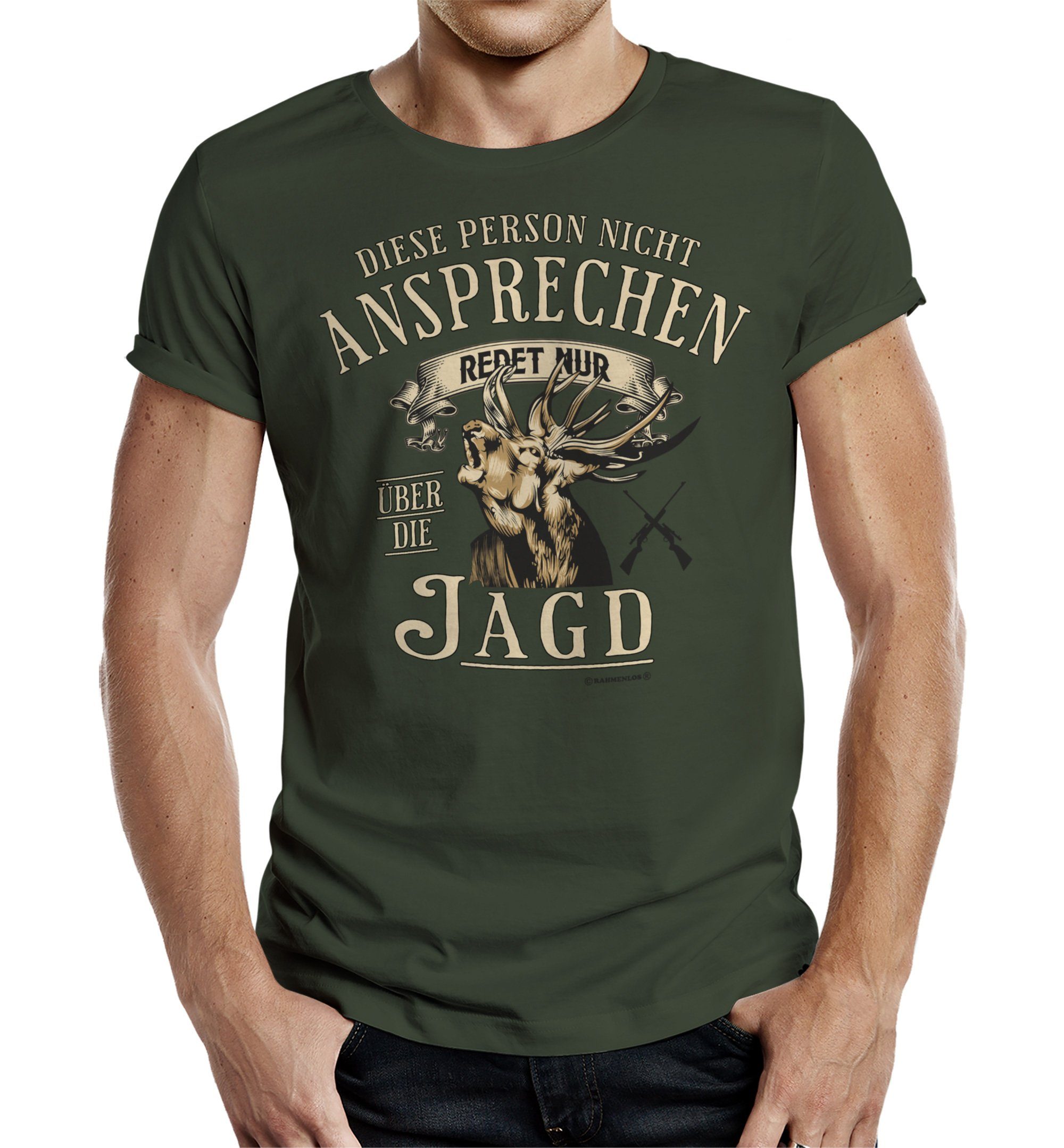 Rahmenlos T-Shirt als Geschenk für Jäger - nicht ansprechen, redet nur über die Jagd | T-Shirts