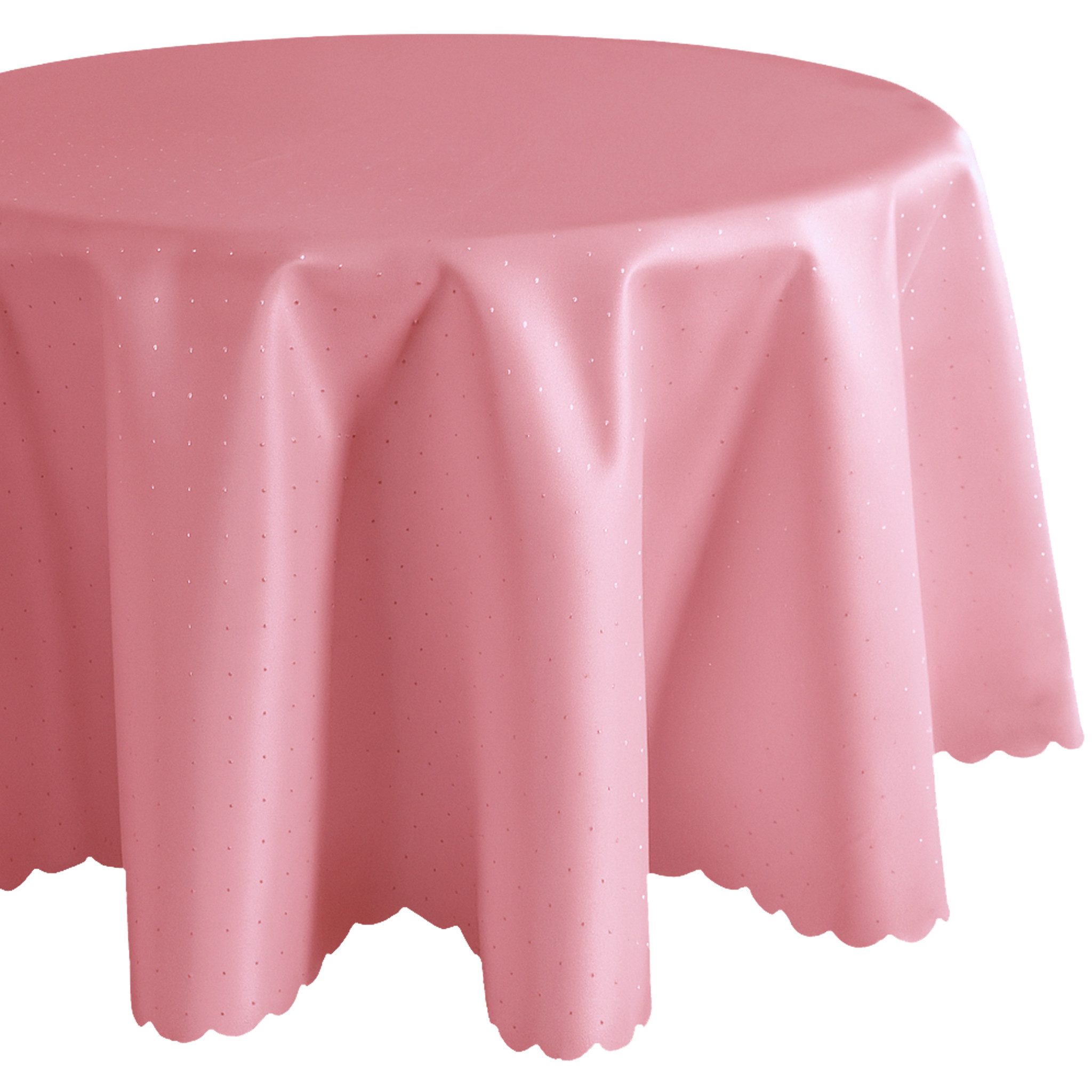 matches21 HOME & HOBBY Tischdecke Tischdecke Ø 130 cm in Altrosa für Esstisch & Küche (1-tlg), Waschbares Tischtuch mit gewelltem Rand