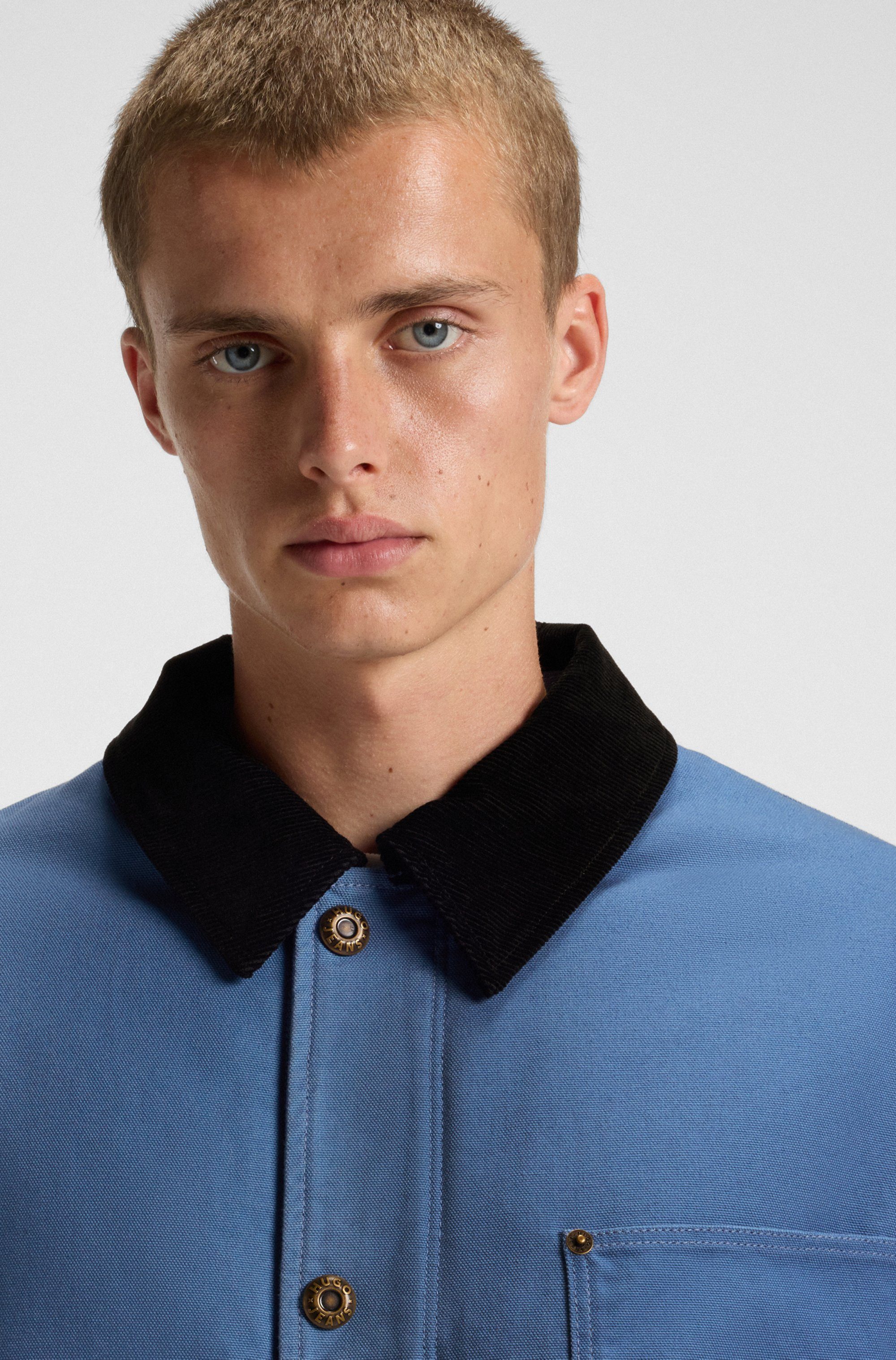 HUGO Hemdjacke Brams Cordkragen, Oversized Fit, leicht wattiert