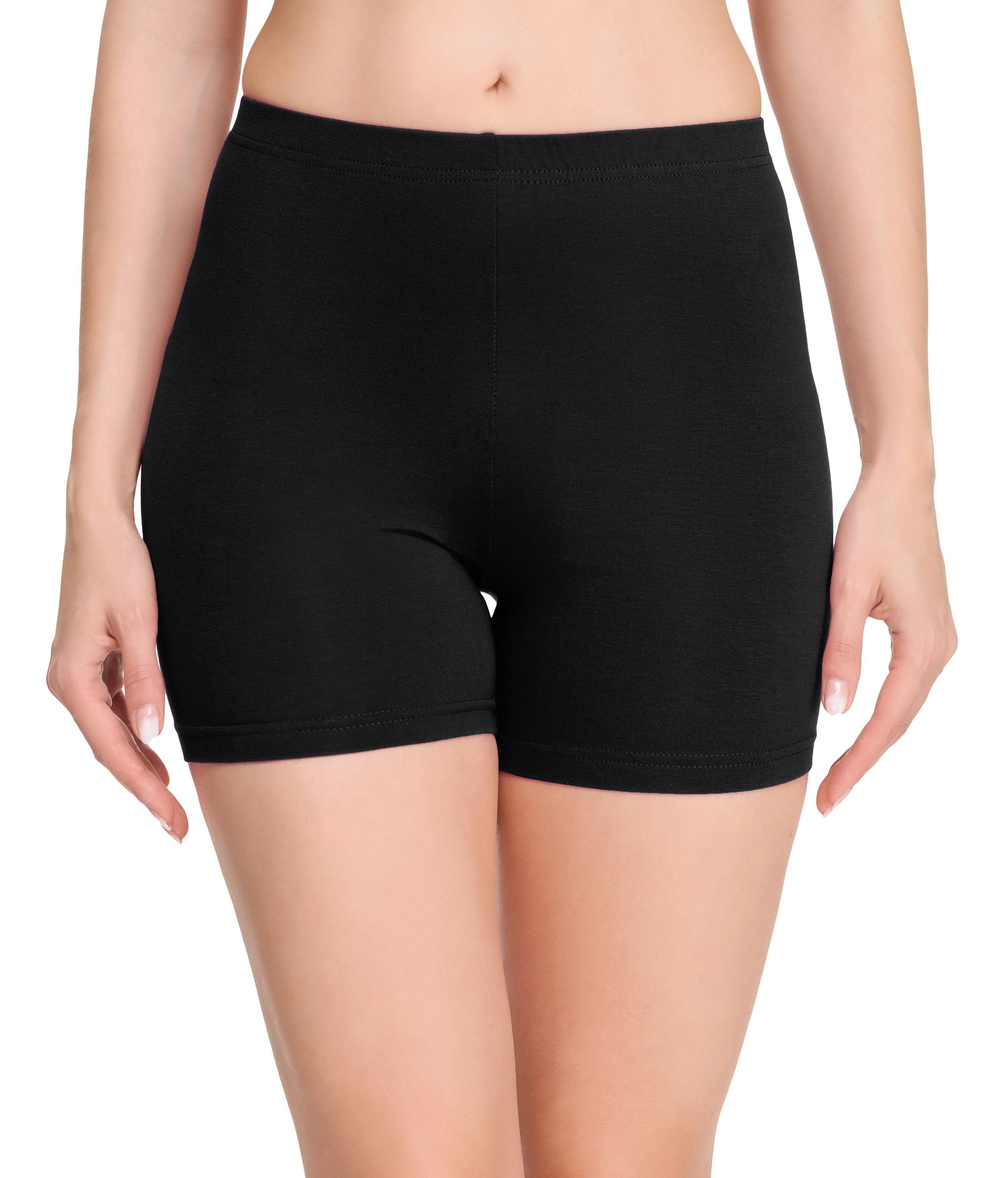 Hotpants Radlerhose MS10-392 Bund Leggings Damen Boxershorts Unterhose Shorts Merry elastischer (1-tlg) Schwarz Style