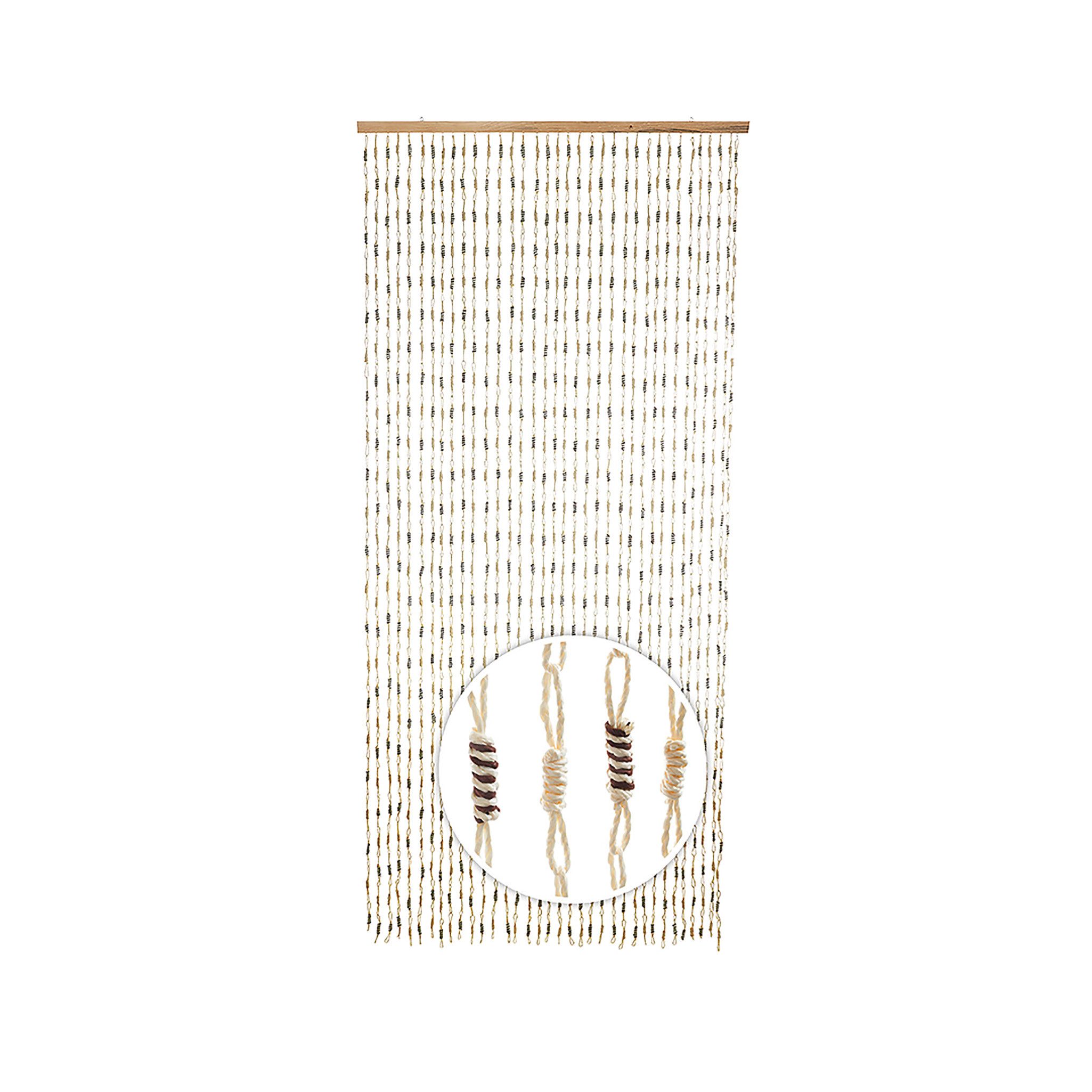 Kobolo Türvorhang Vorhang NATURE Papier braun 35 Stränge 90x200cm (1 St), Ösen, halbtransparent