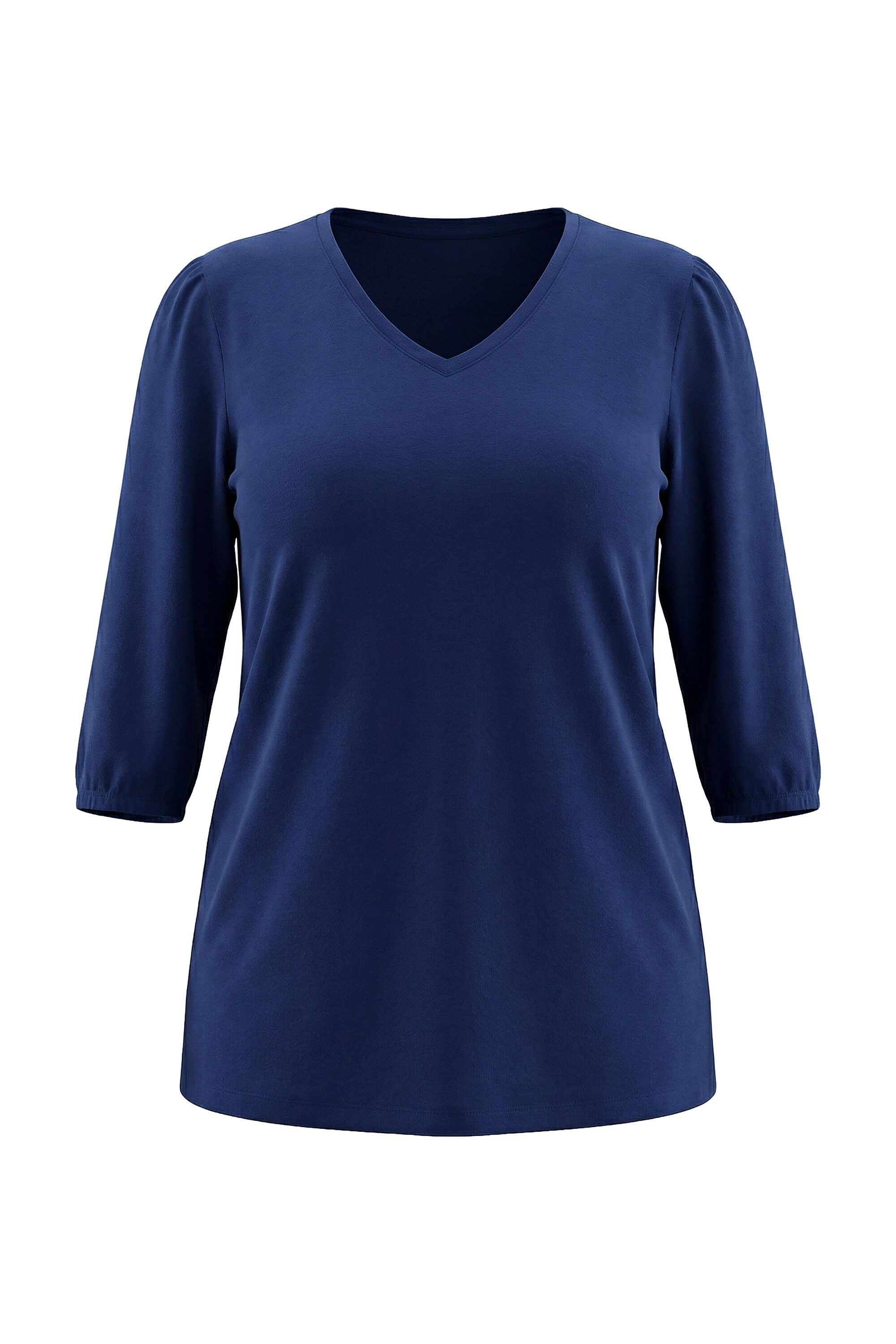 Ulla Popken Longshirt Longshirt Puffärmel V-Ausschnitt 3/4-Arm