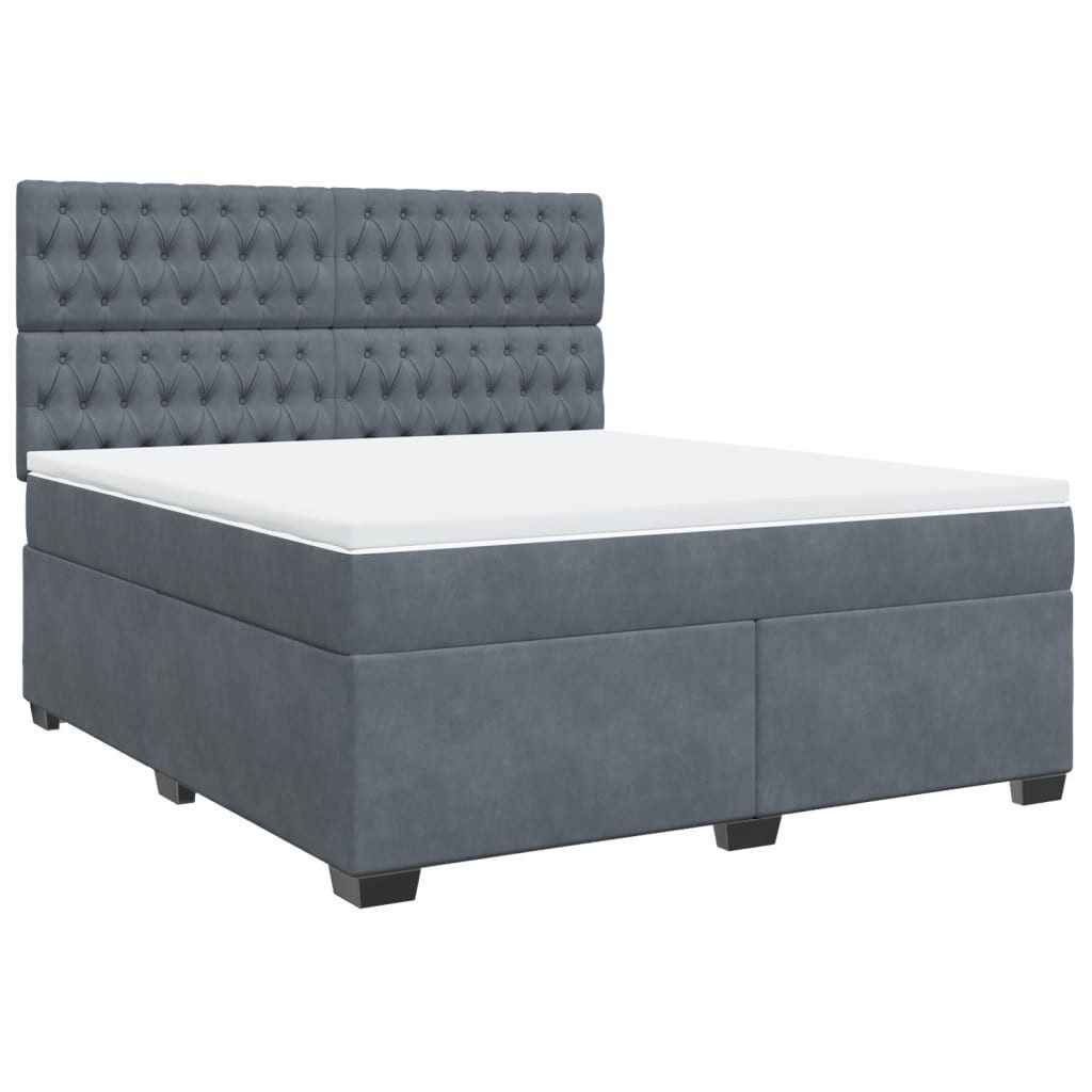 Bett Boxspringbett mit Matratze Dunkelgrau 180x200 cm Samt
