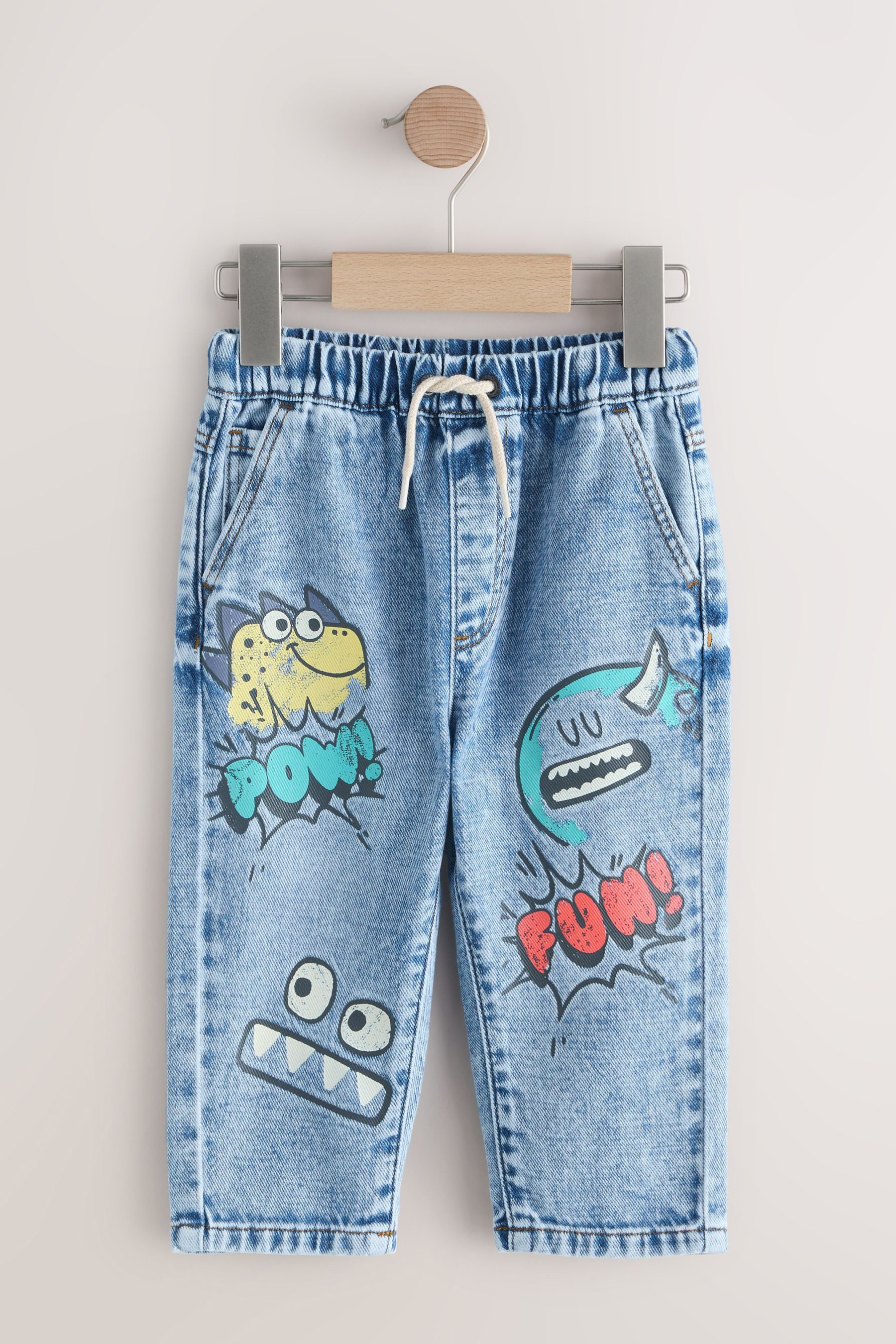 Dehnbund-Jeans Jeans, Monster Graffiti