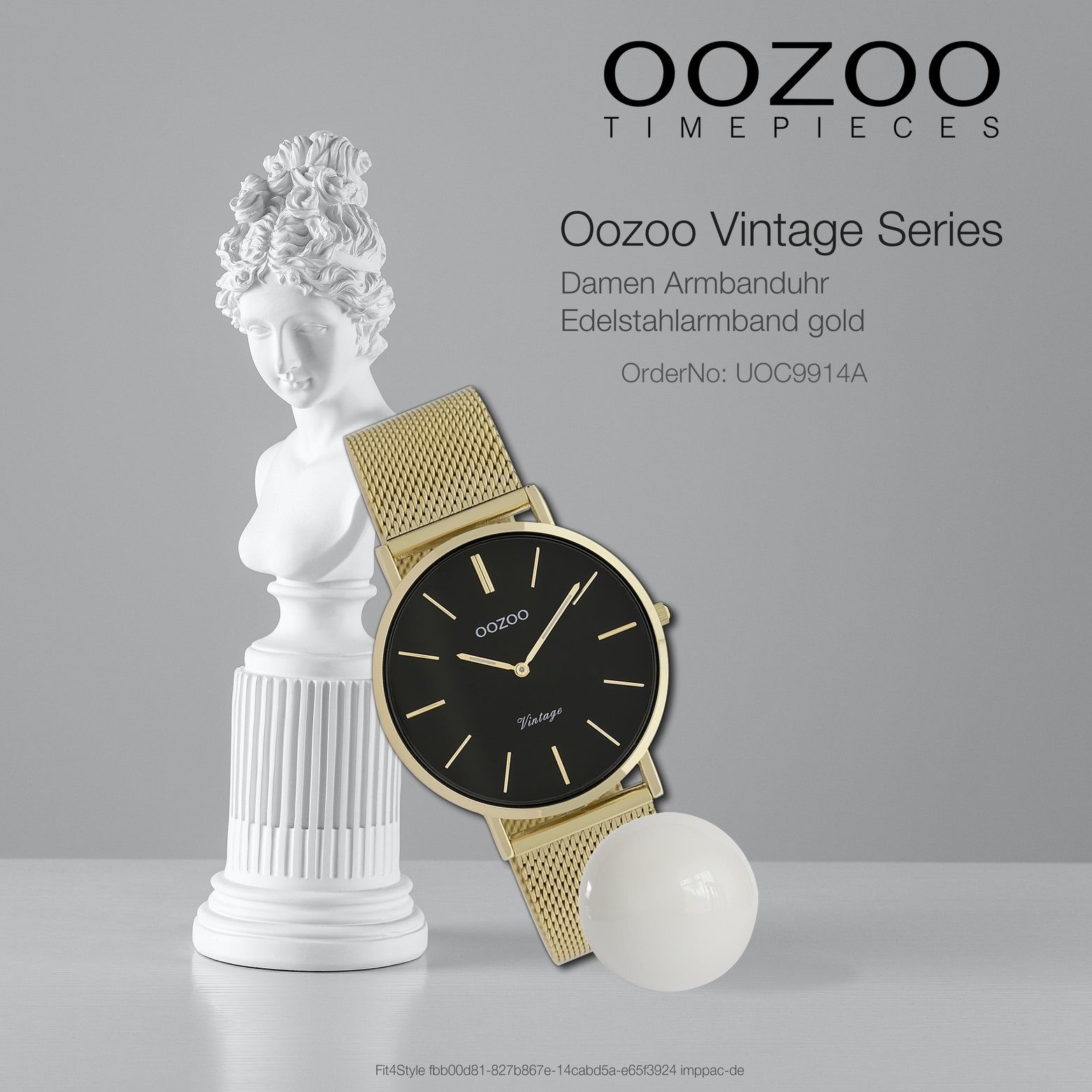 Analog, rund, 36mm) Fashion-Style OOZOO Quarzuhr Damenuhr gold Armbanduhr mittel Edelstahlarmband, Oozoo Damen (ca.