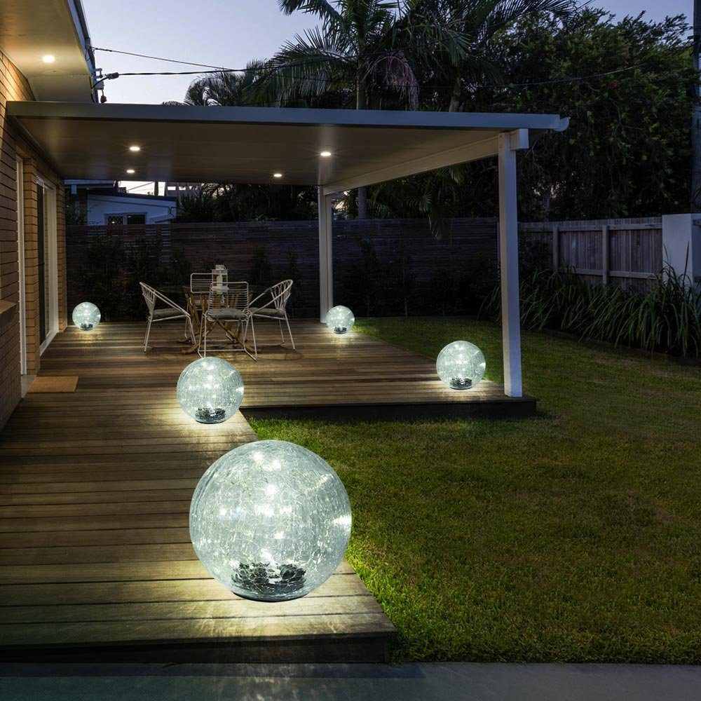 etc-shop LED Solarleuchte, LED integrierte Solarleuchte Kugelleuchte, LED-Leuchtmittel Außenlampe Gartenlampe, verbaut, fest
