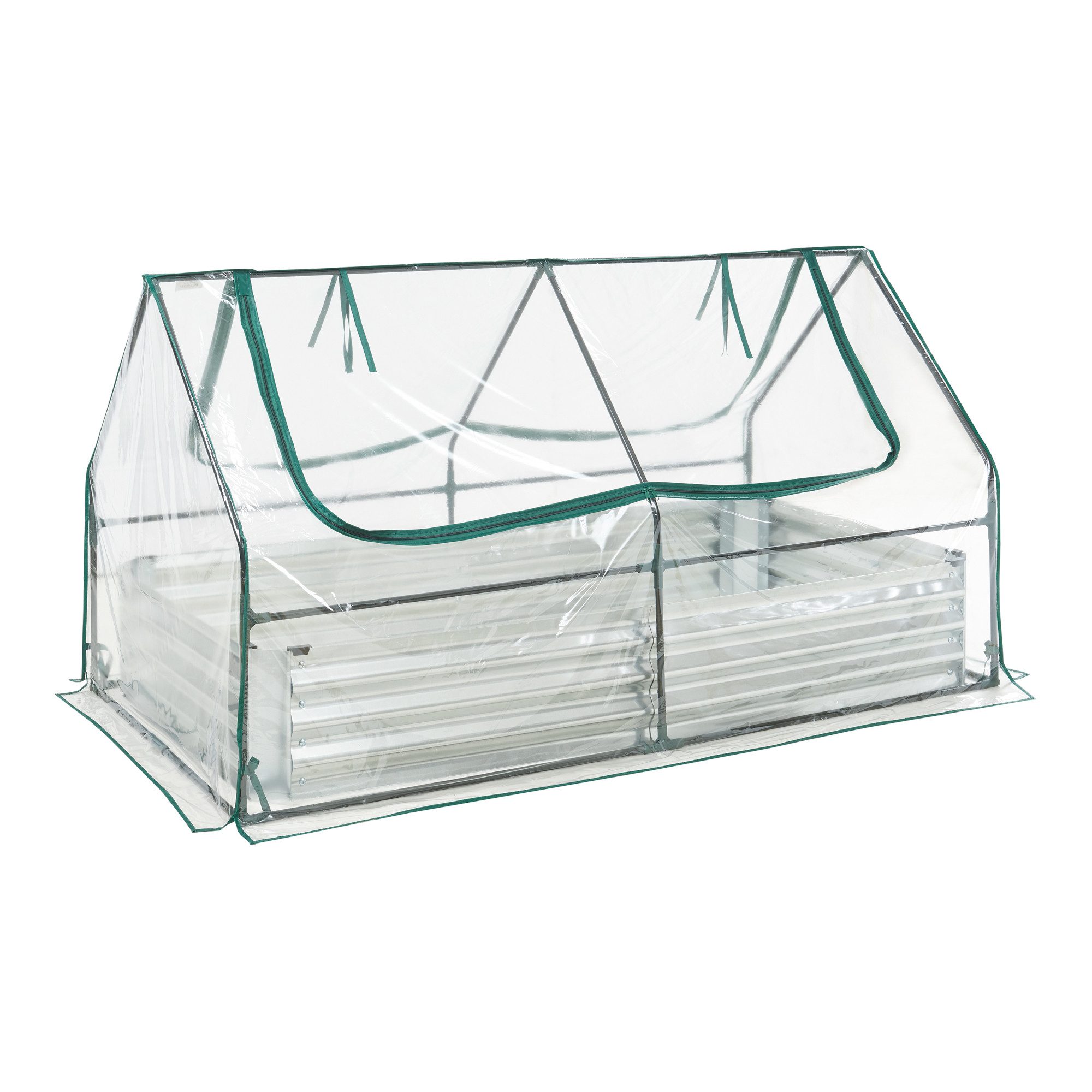 en.casa Hochbeet, mit Gewächshaus »Balsorano« Stahl mit PVC-Folie 186x96x98 cm