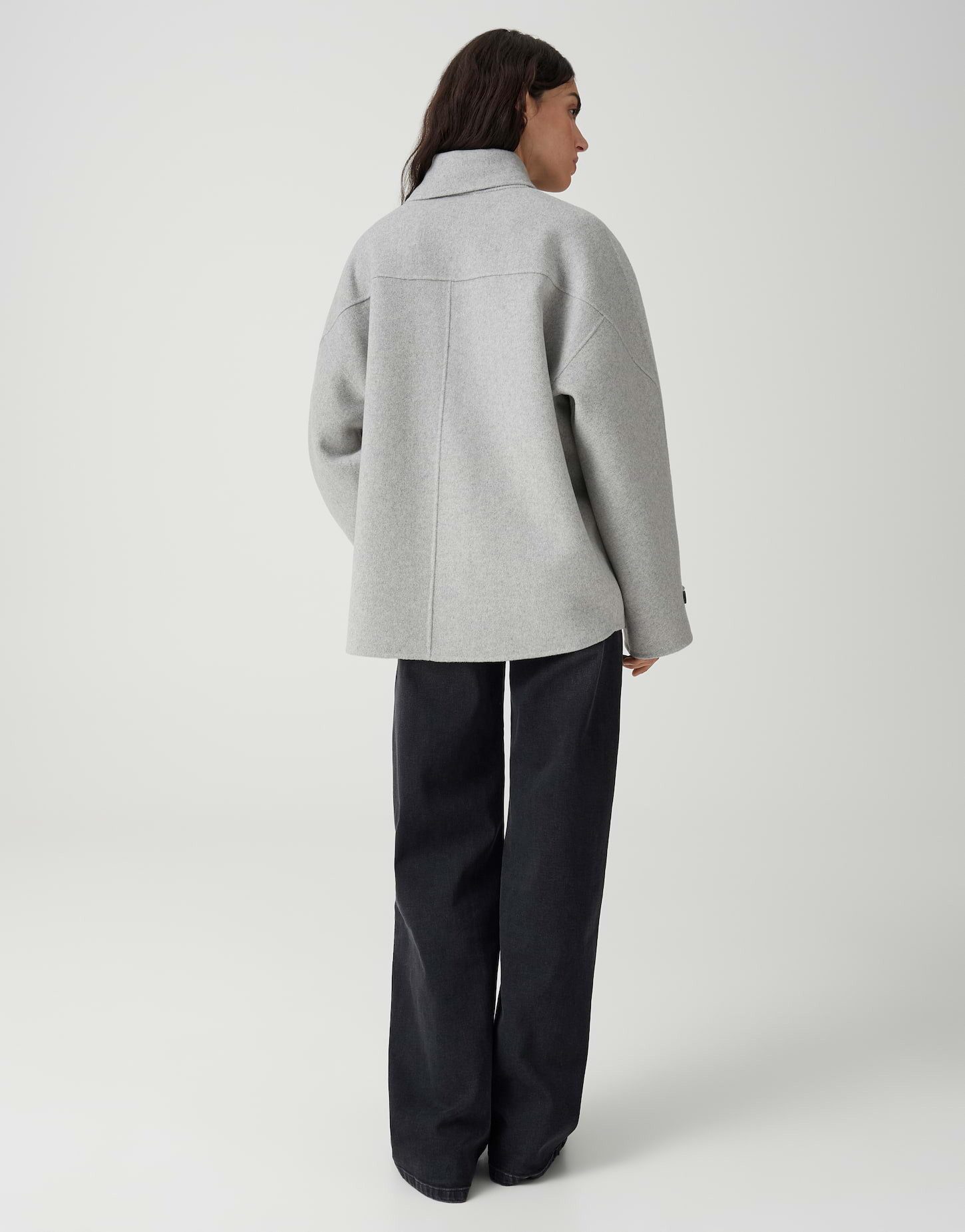 OPUS Wolljacke Cabanjacke aus doppellagige Wollqualität Loose Fit Riegel an der Manschette