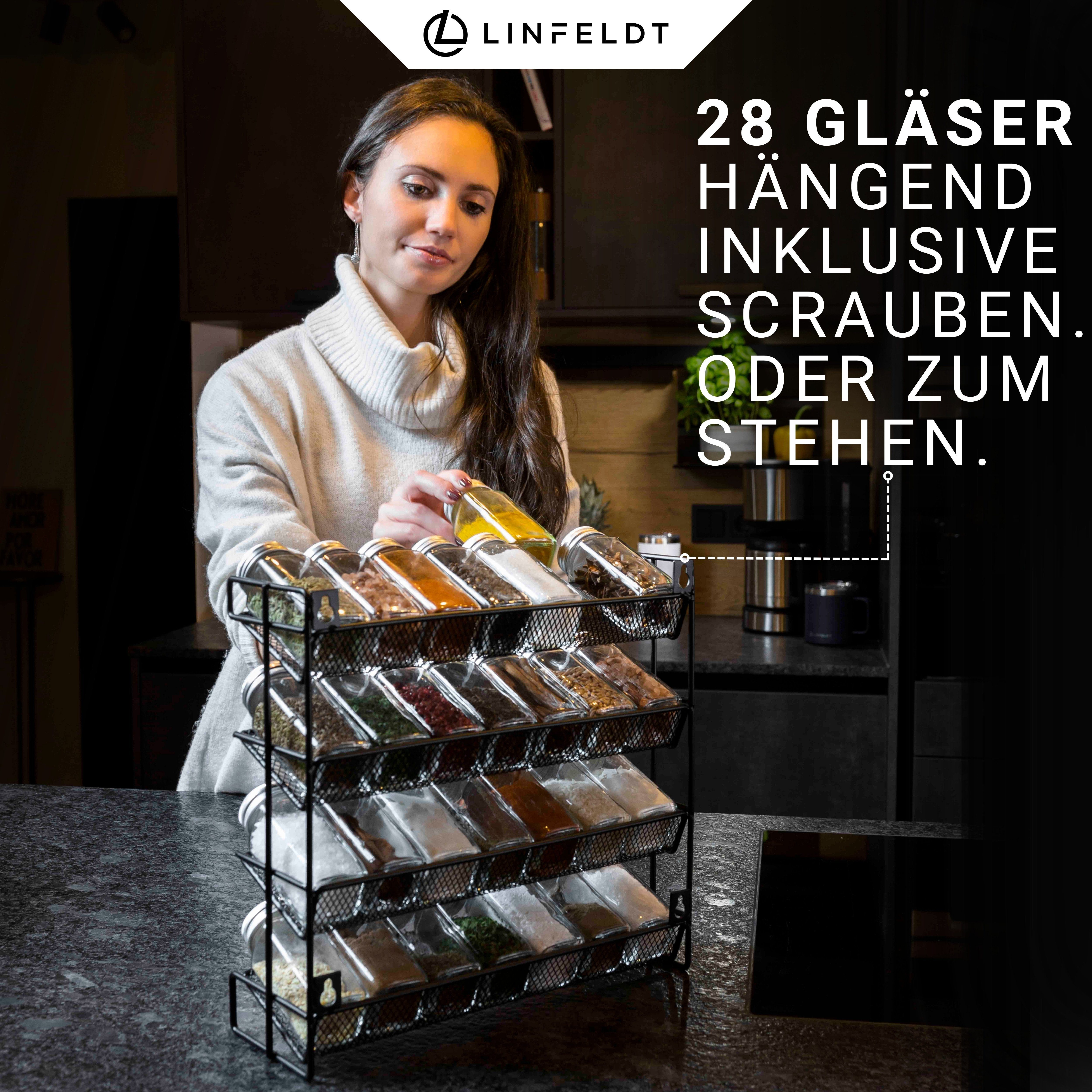 LINFELDT Gewürzregal Gewürzregal 28 Gläser + 144x Sticker, Stift, Schrauben günstig online kaufen