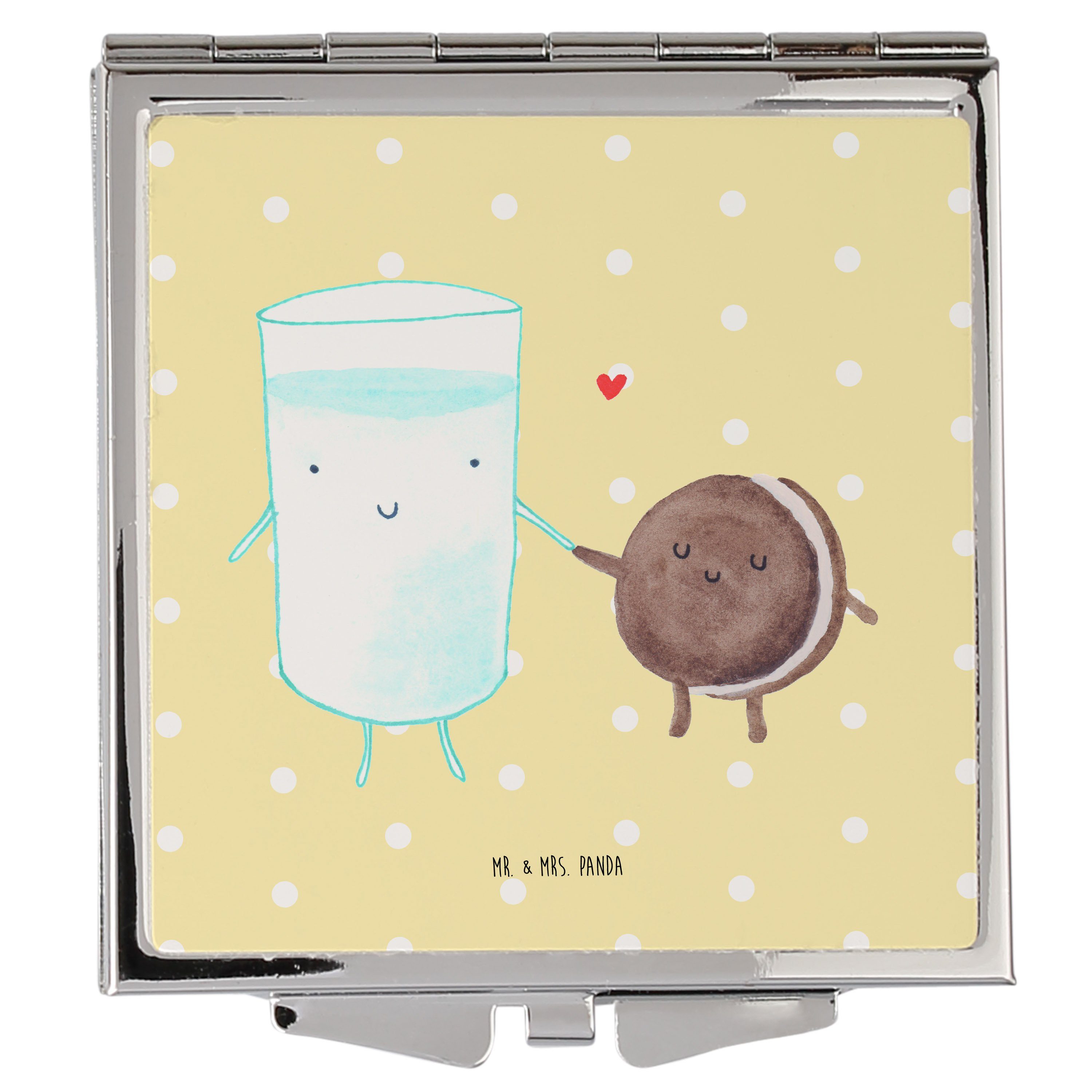 Schick Mr. & Mrs. Panda Kosmetikspiegel - Gelb Spr - Keks Geschenk, lustige Quadrat, & Pastell (1-St) Spiegel, Milch