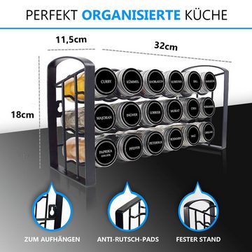 LEANDER DESIGN Gewürzregal, Komplett-Set, 18 Gewürzgläser, inklusive 54 Gewürzetiketten