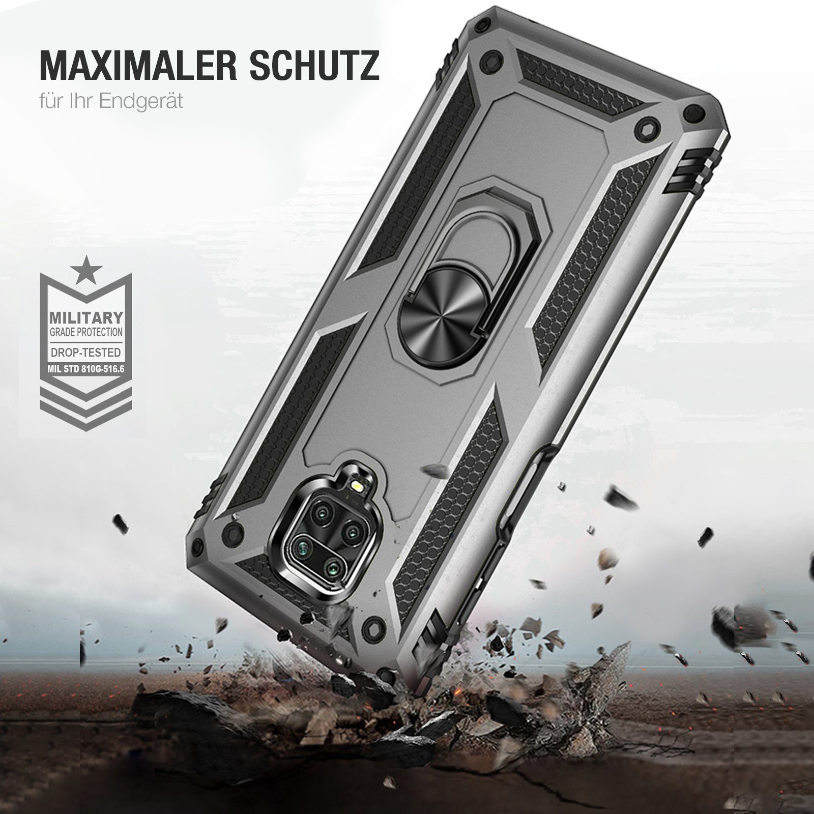 Tec-Expert Handyhülle Outdoor Cover Hülle für Xiaomi Redmi Note 9 Pro 6.67 Zoll, 6.67, Premium Hülle aus verstärktem Polycarbonat