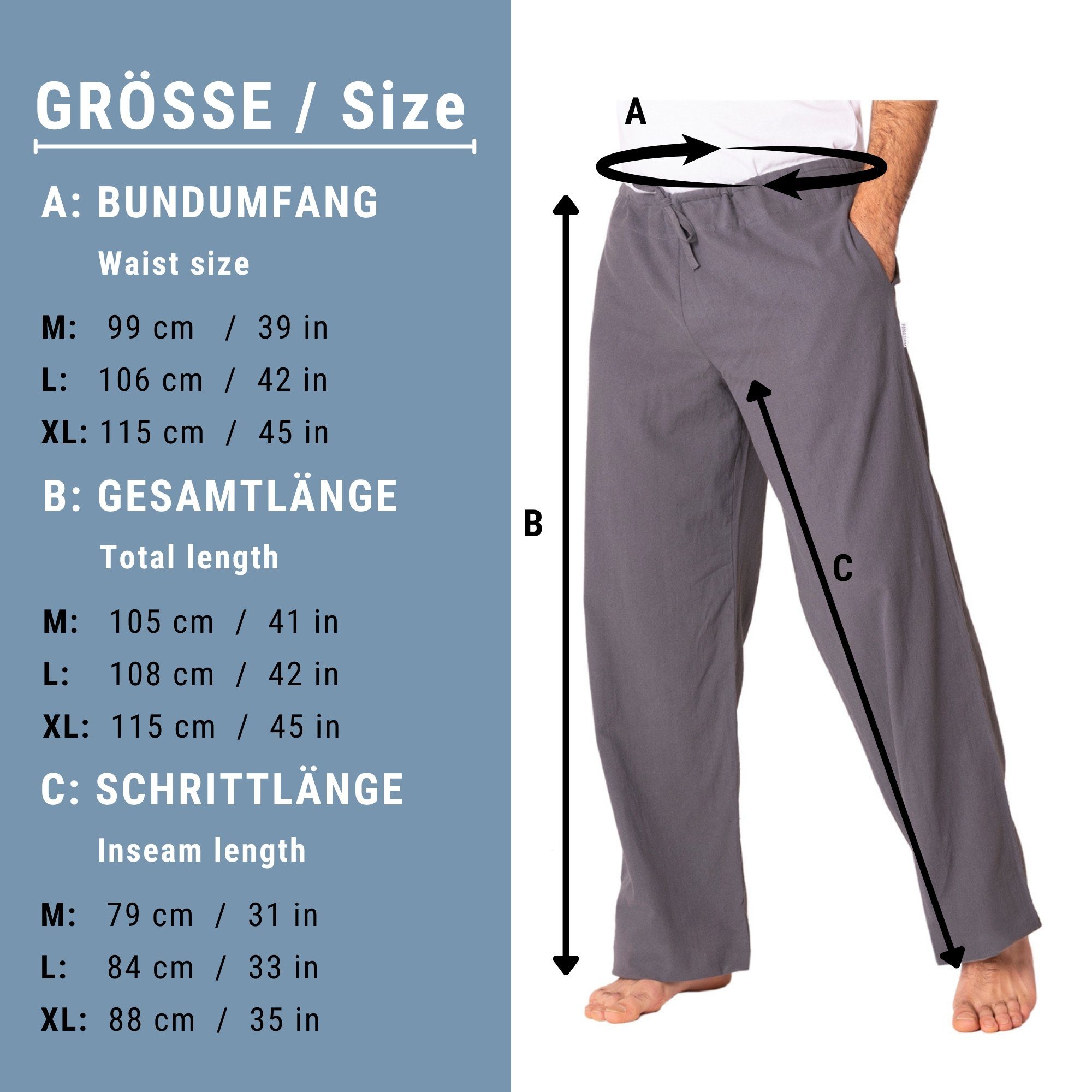 PANASIAM Stoffhose Bequeme Unisex Stoffhose aus feiner Baumwolle für Damen und Herren Freizeithose mit Taschen Relaxhose in großer Farbauswahl