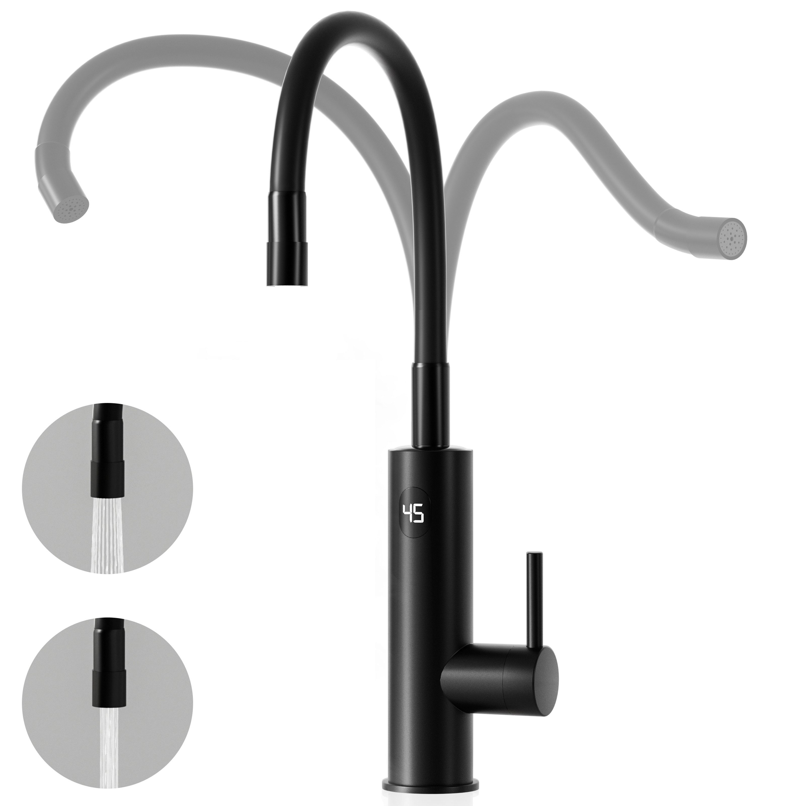 Oihpaw Küchenarmatur mit Durchlauferhitzer, elektrischer Wasserhahn Küchena günstig online kaufen