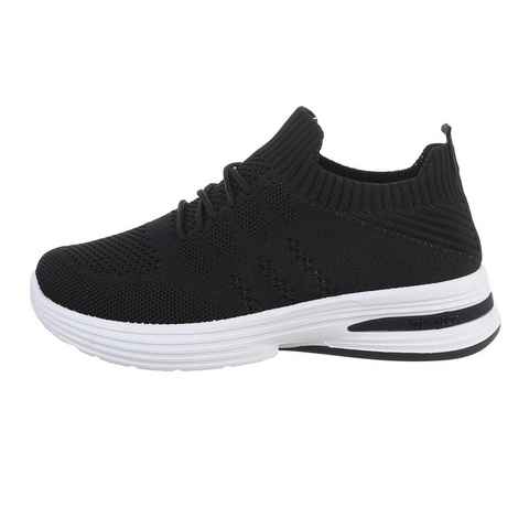 Ital-Design Damen Low-Top Freizeit Sneaker Flach Sneakers Low in Schwarz